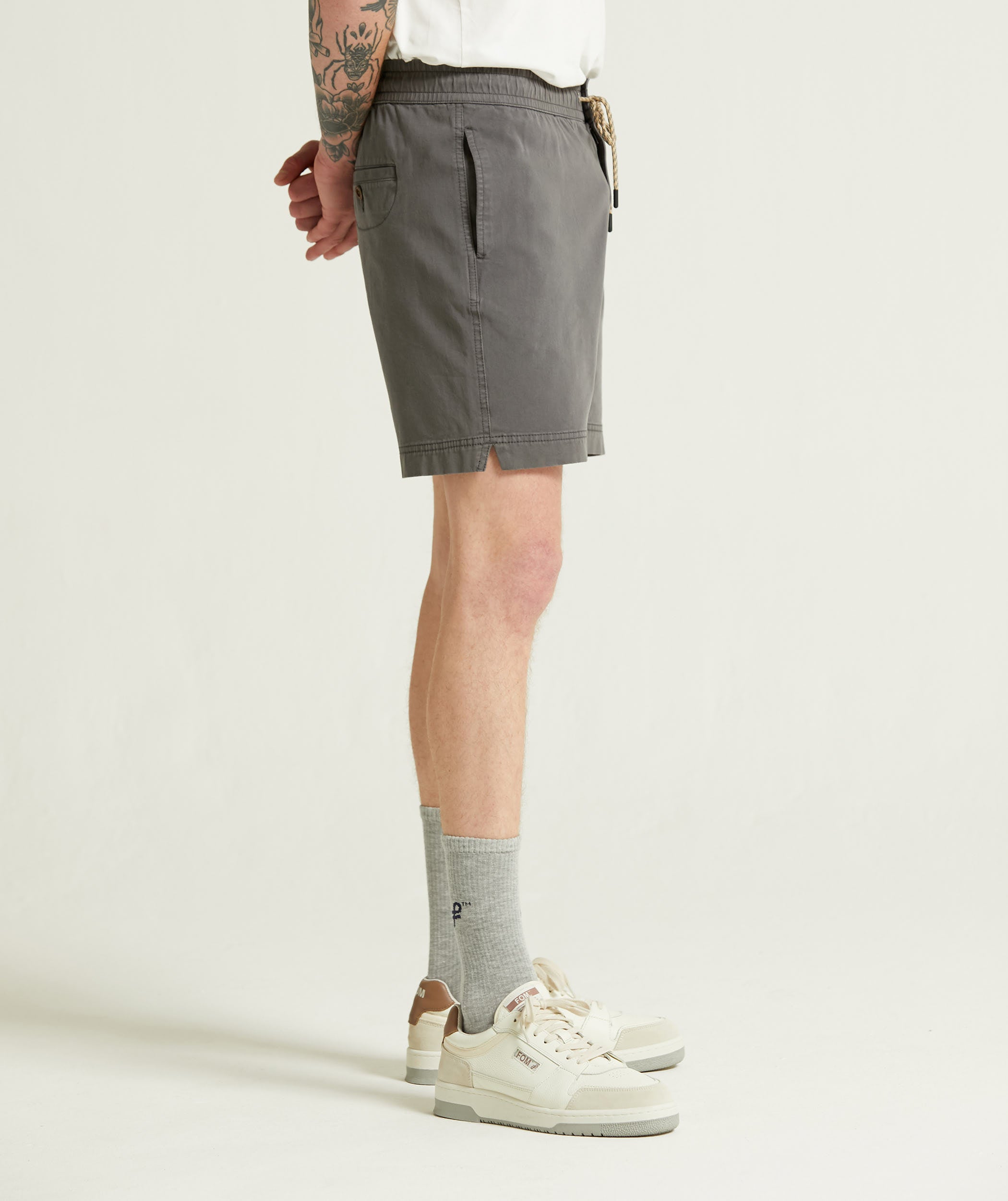 Mens Cotton Drawcord Shorts - Charcoal