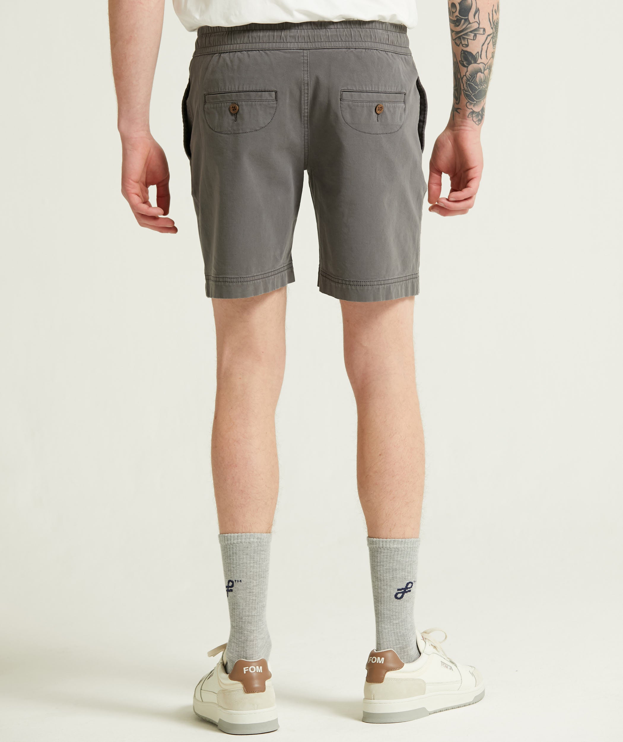 Mens Cotton Drawcord Shorts - Charcoal