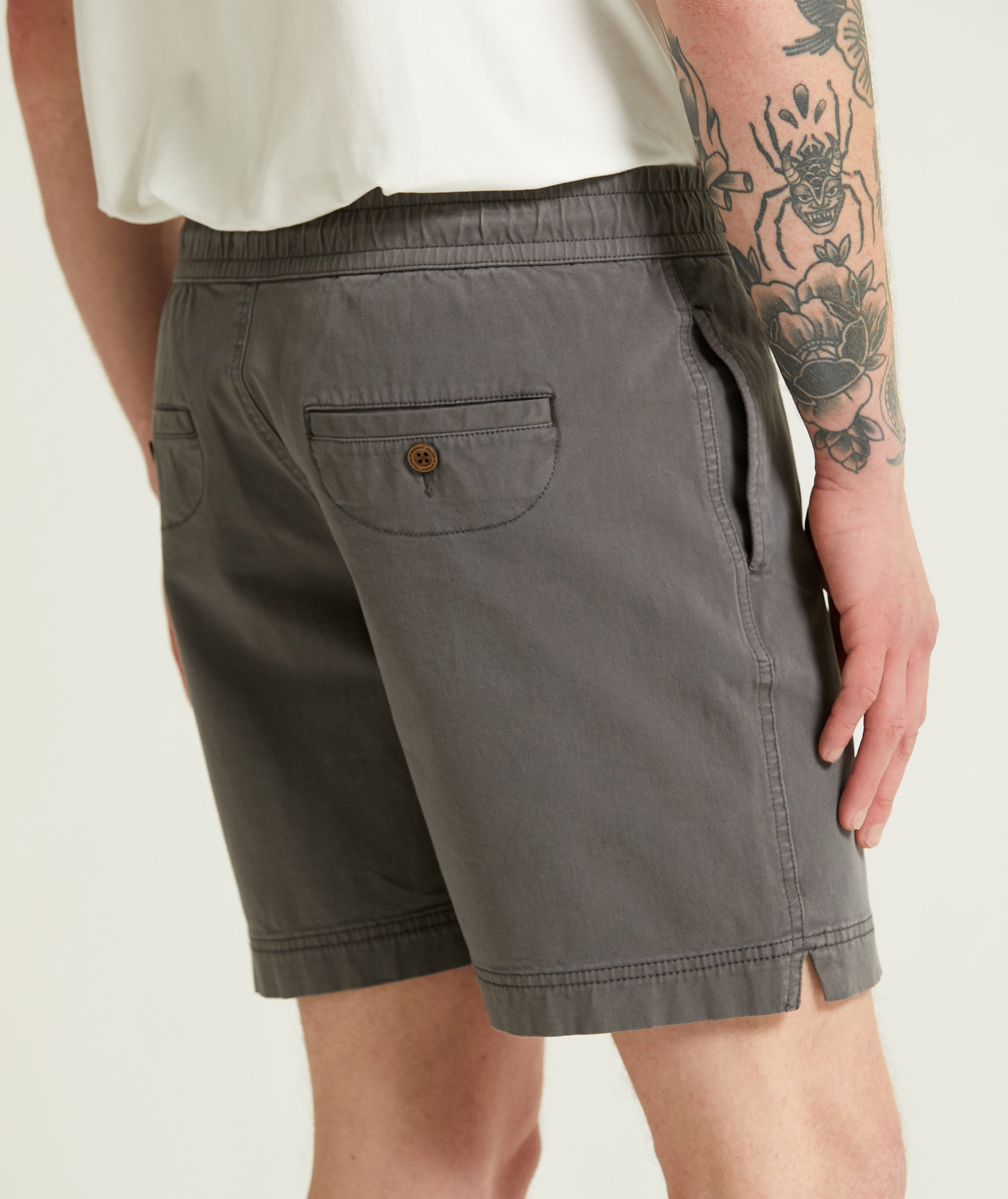 Mens Cotton Drawcord Shorts - Charcoal