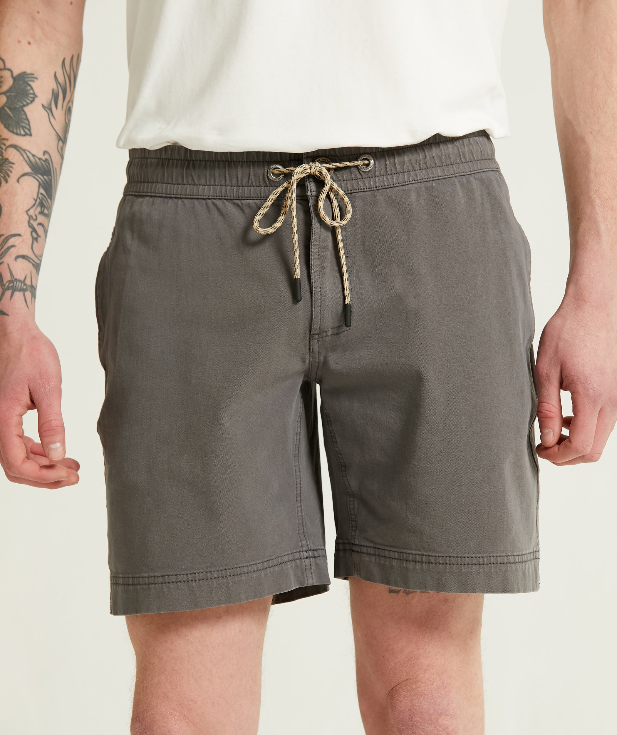 Mens Cotton Drawcord Shorts - Charcoal