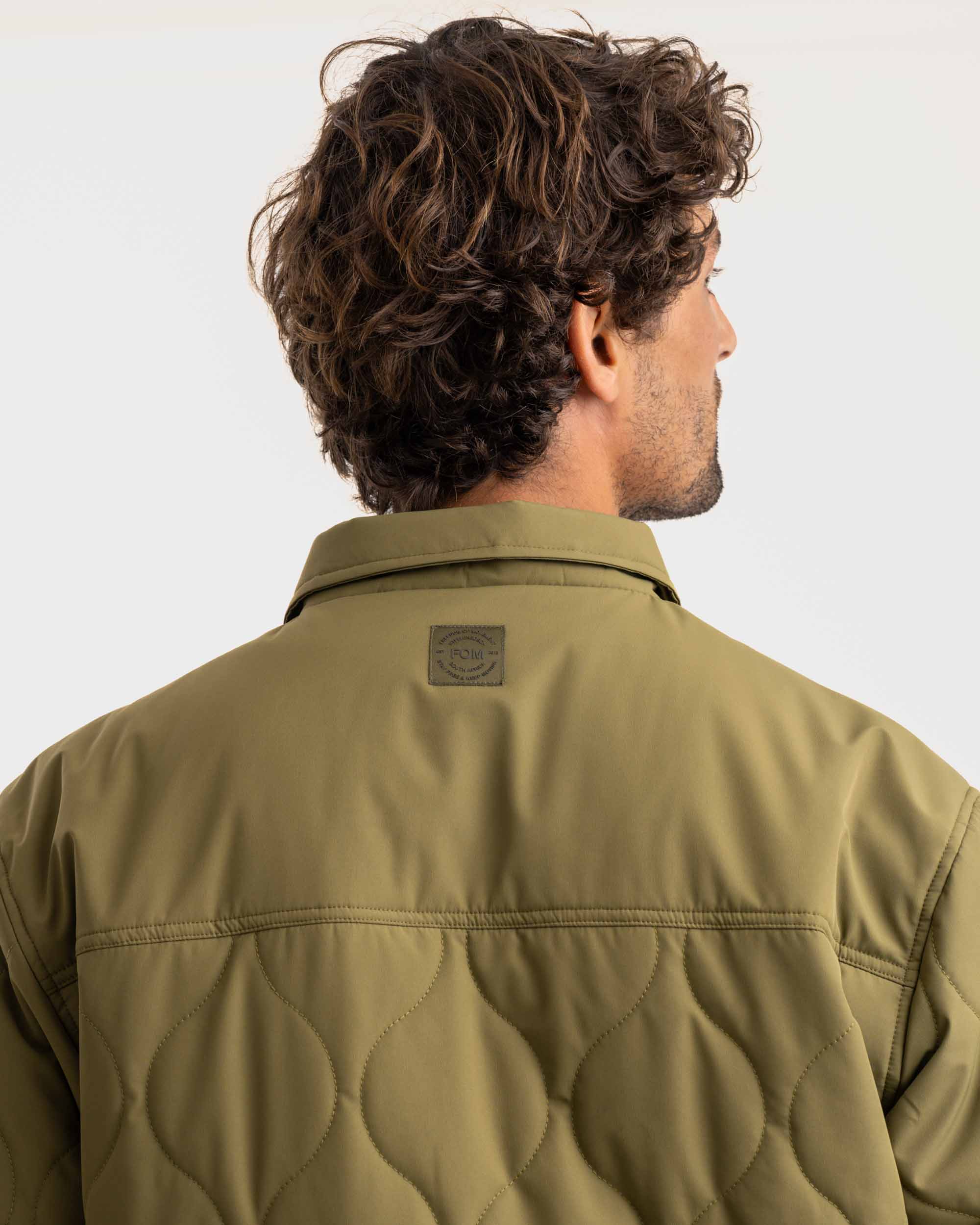 Mens Water Resistant Quilted Jacket - Olive Green