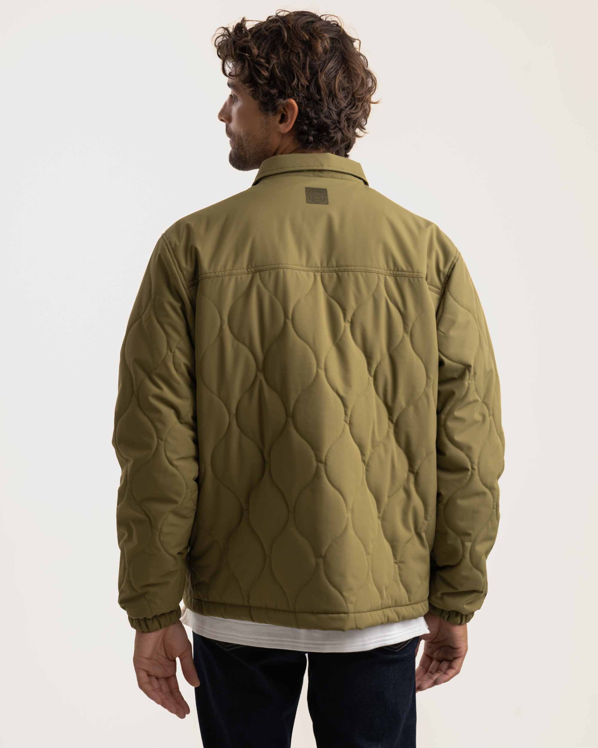 Mens Water Resistant Quilted Jacket - Olive Green