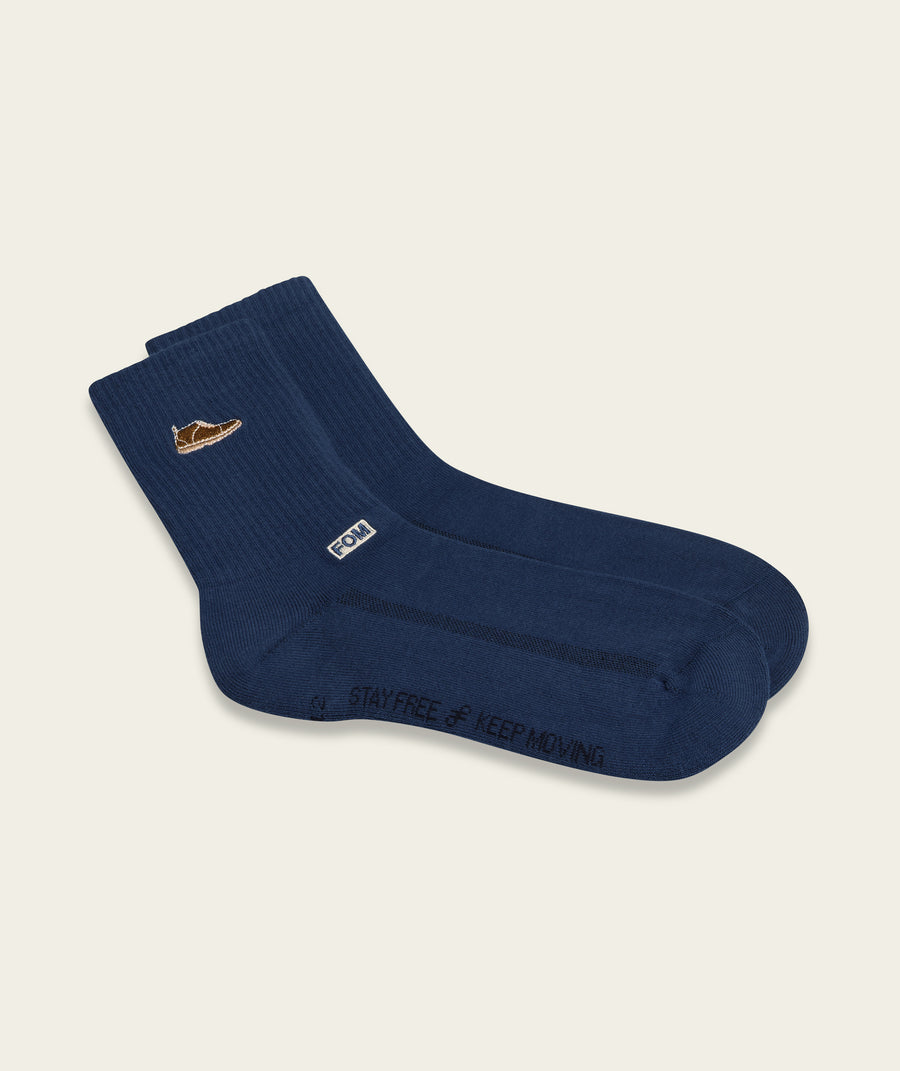 Mens Crew Sock - Airforce Blue/ Vellie Embroidery