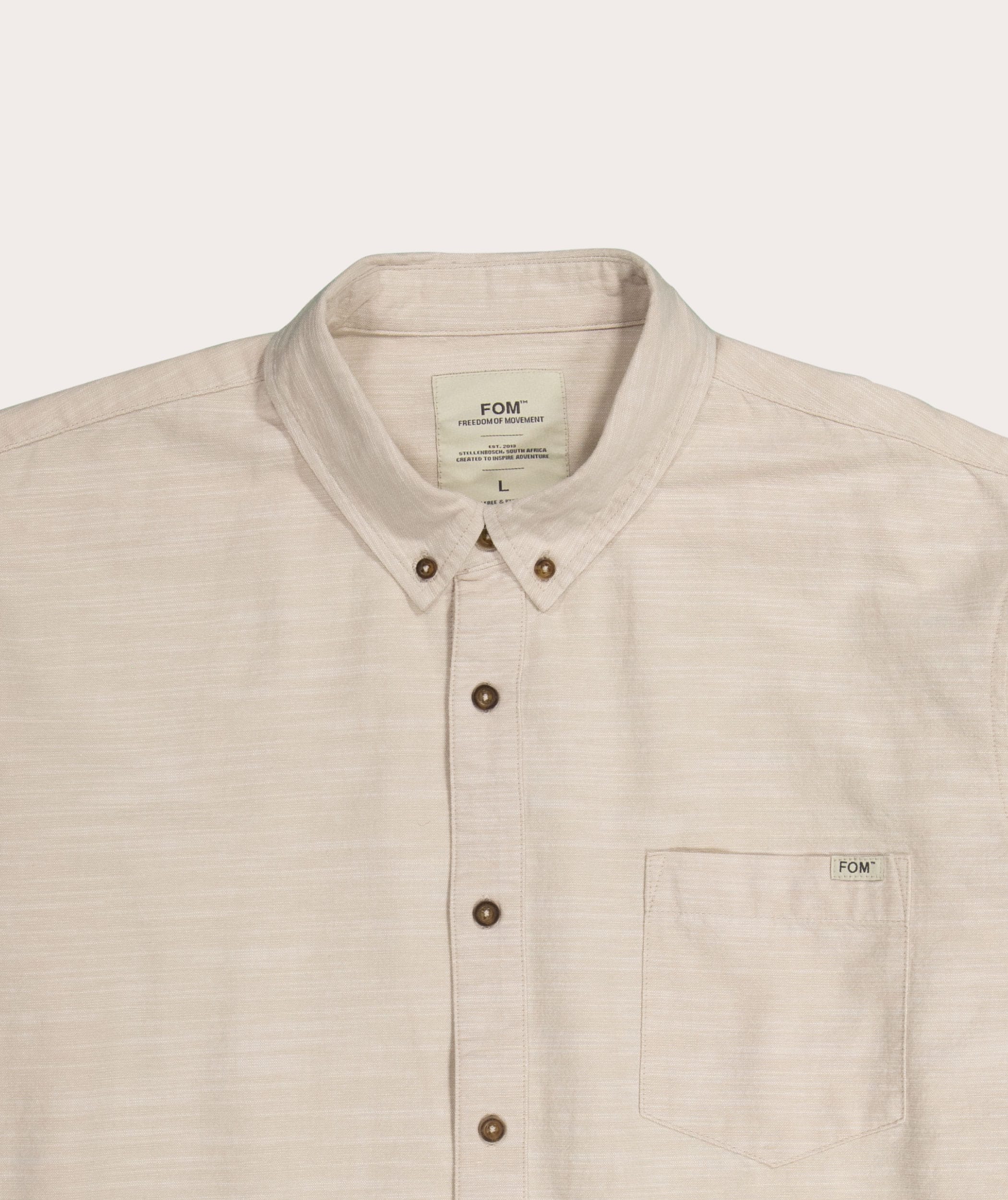 Mens Oxford Long Sleeve Shirt Biscotti Melange