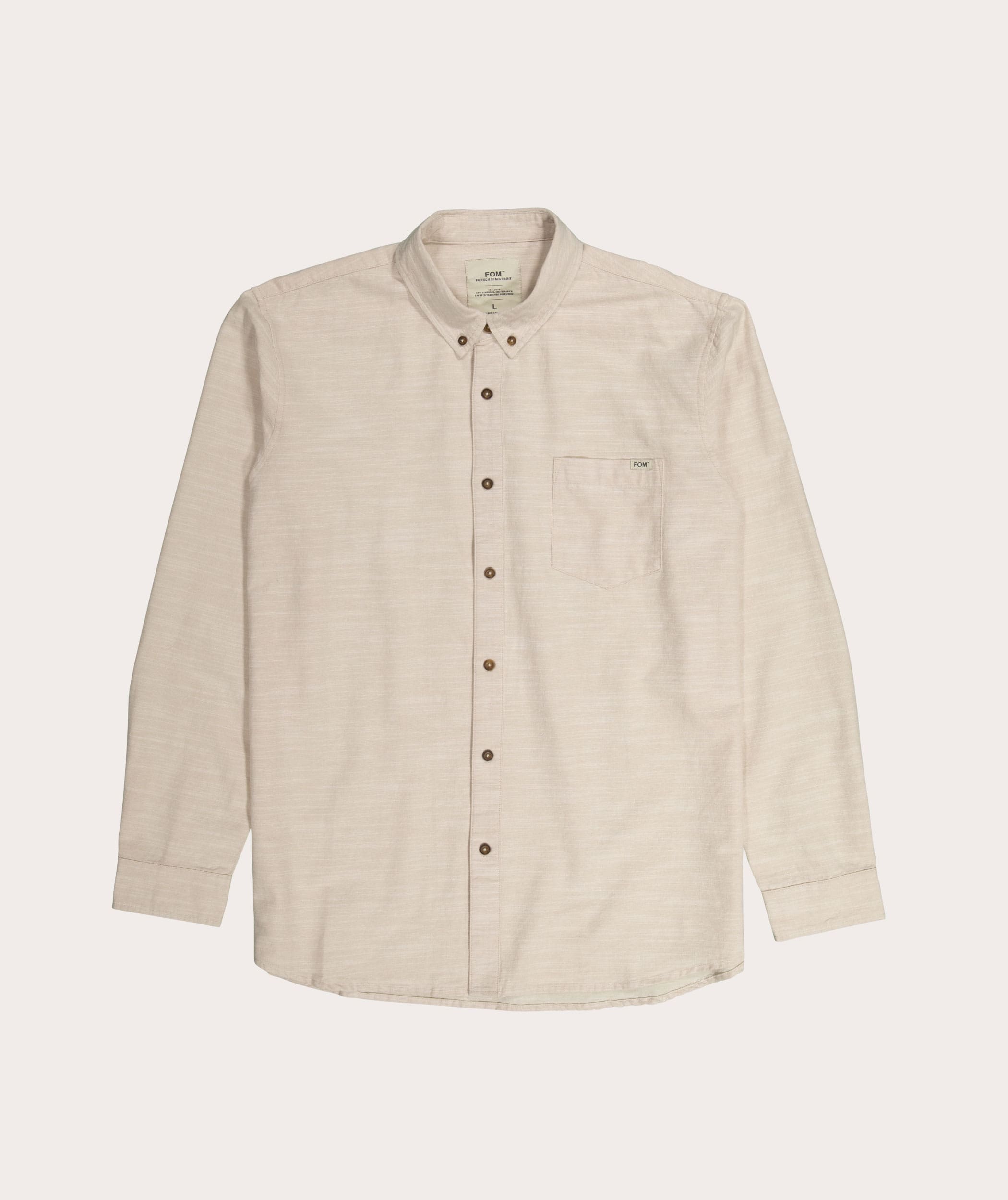 Mens Oxford Long Sleeve Shirt Biscotti Melange