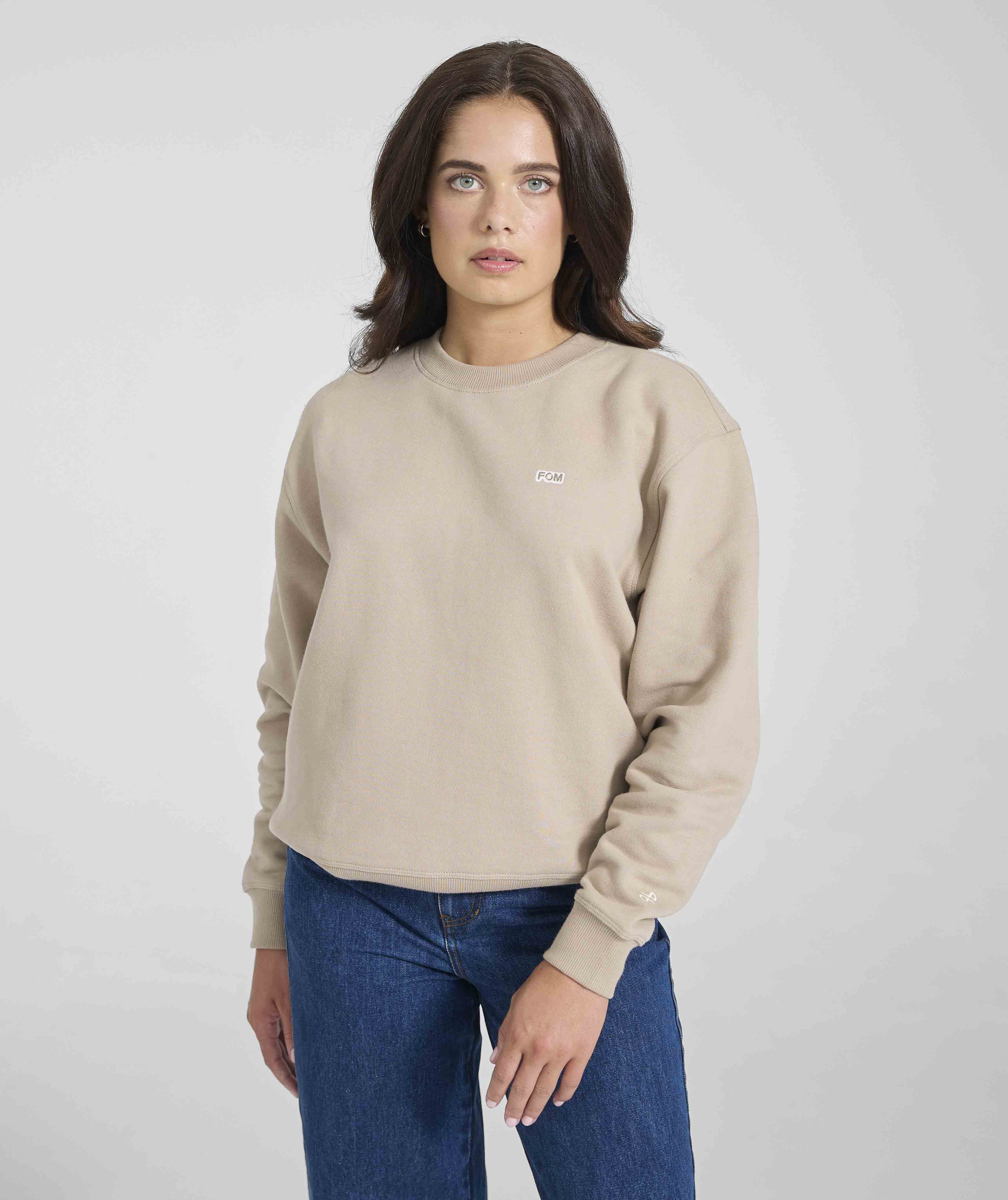 Ladies Crew Neck Sweat - Putty