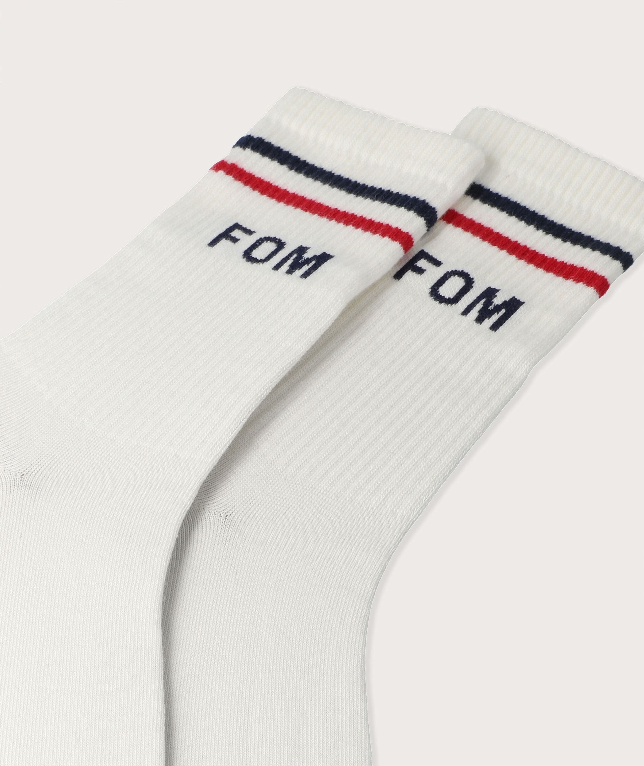 Socks FOM Crew - Beige/ Navy & Red (Size 7-11)