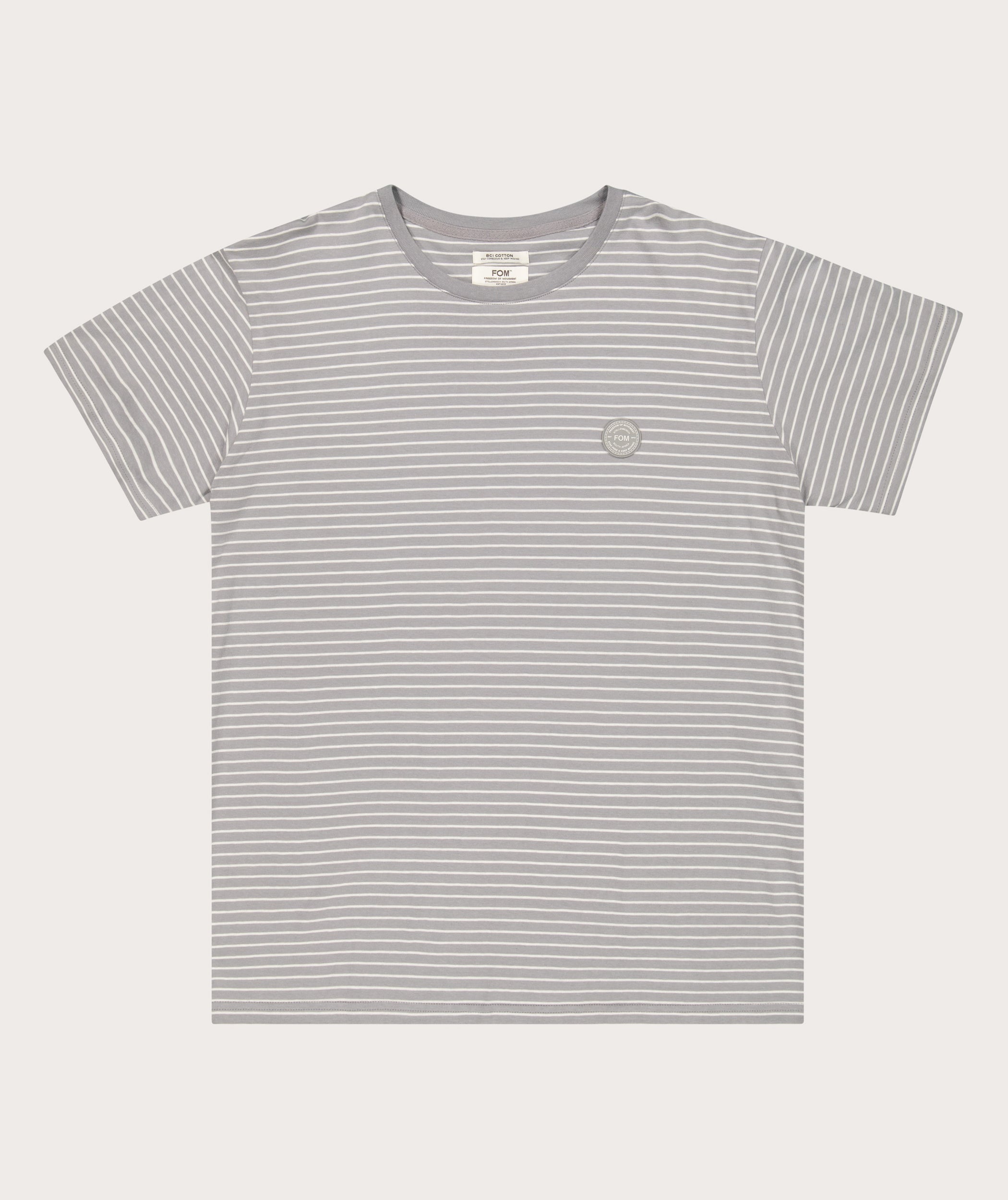 Mens Standard Cotton Stripe Tee - Cement Stripe