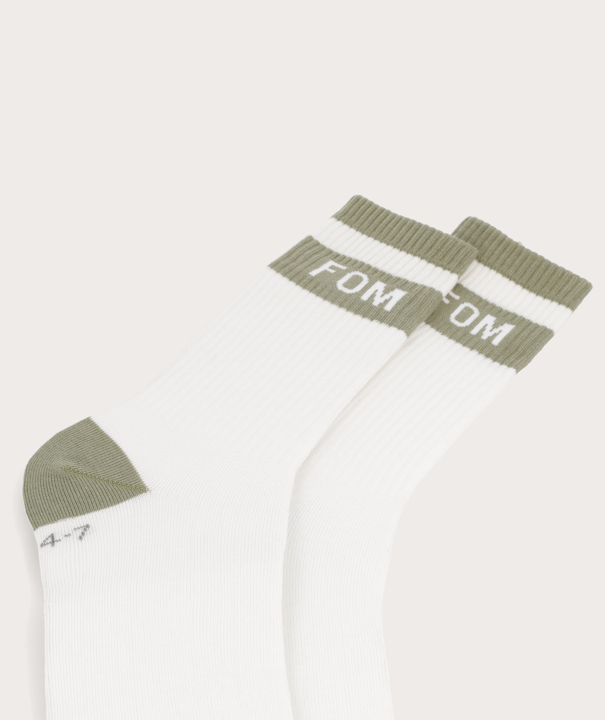 Socks FOM Crew - Cream & Olive (Size 4-7)