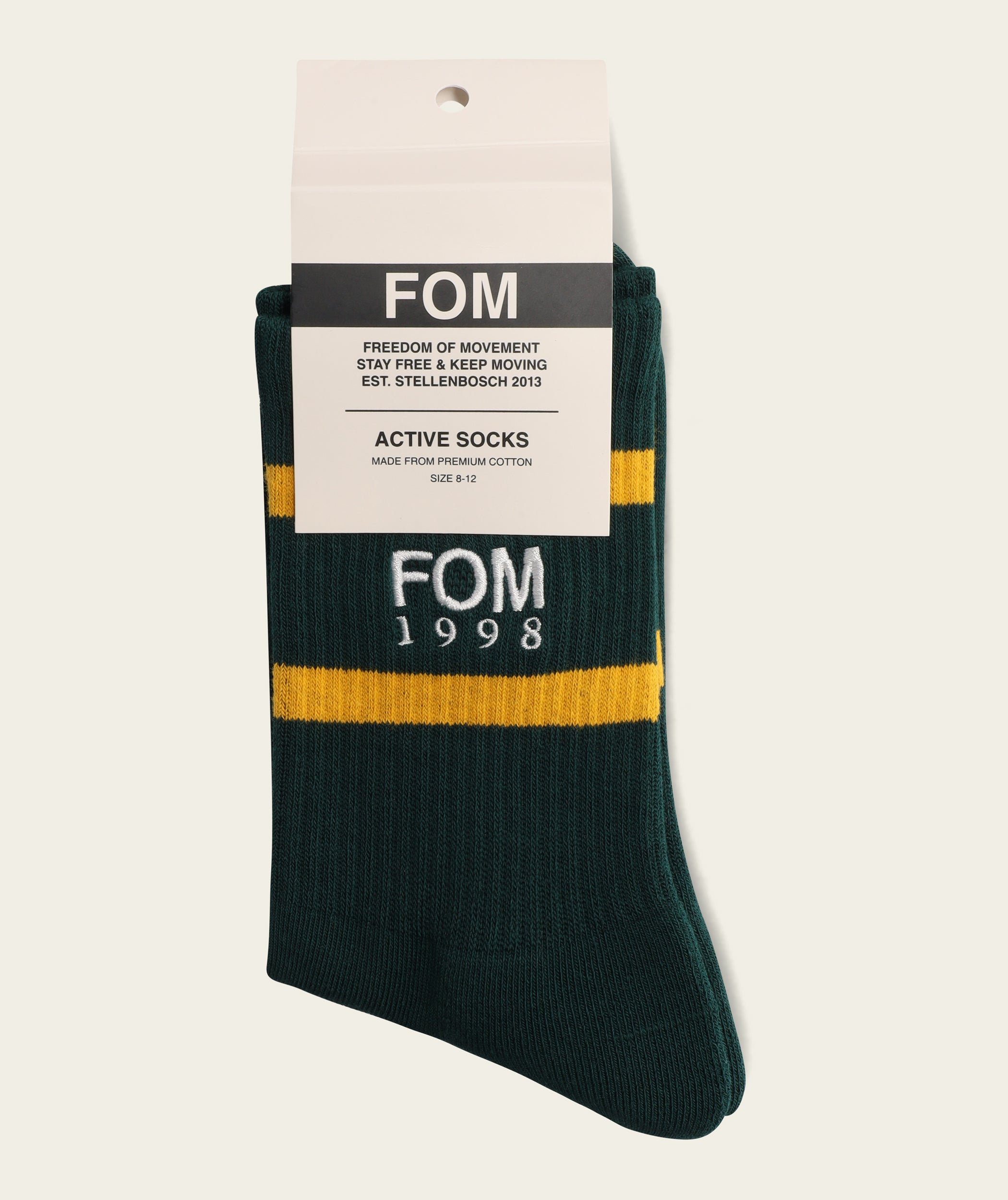 Socks Crew - '98 Green/ Gold Stripes Embroidery
