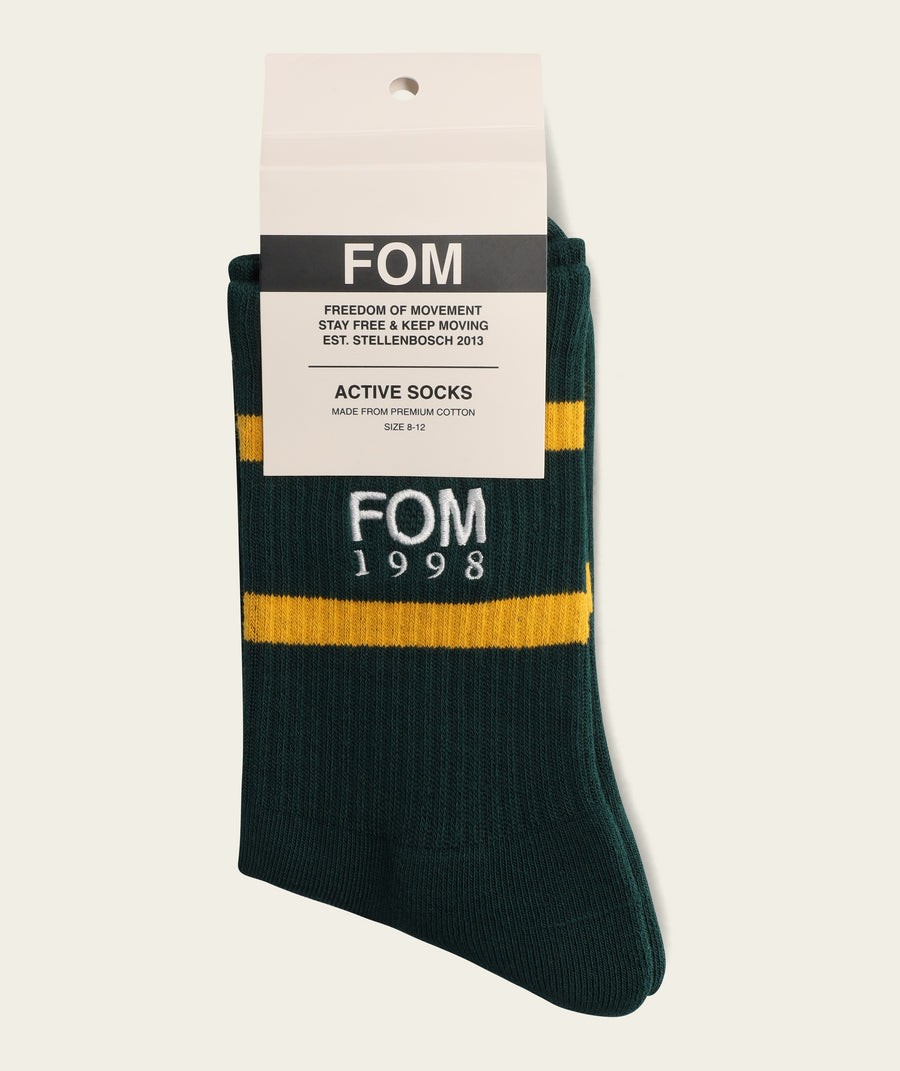 Socks Crew - '98 Green/ Gold Stripes Embroidery