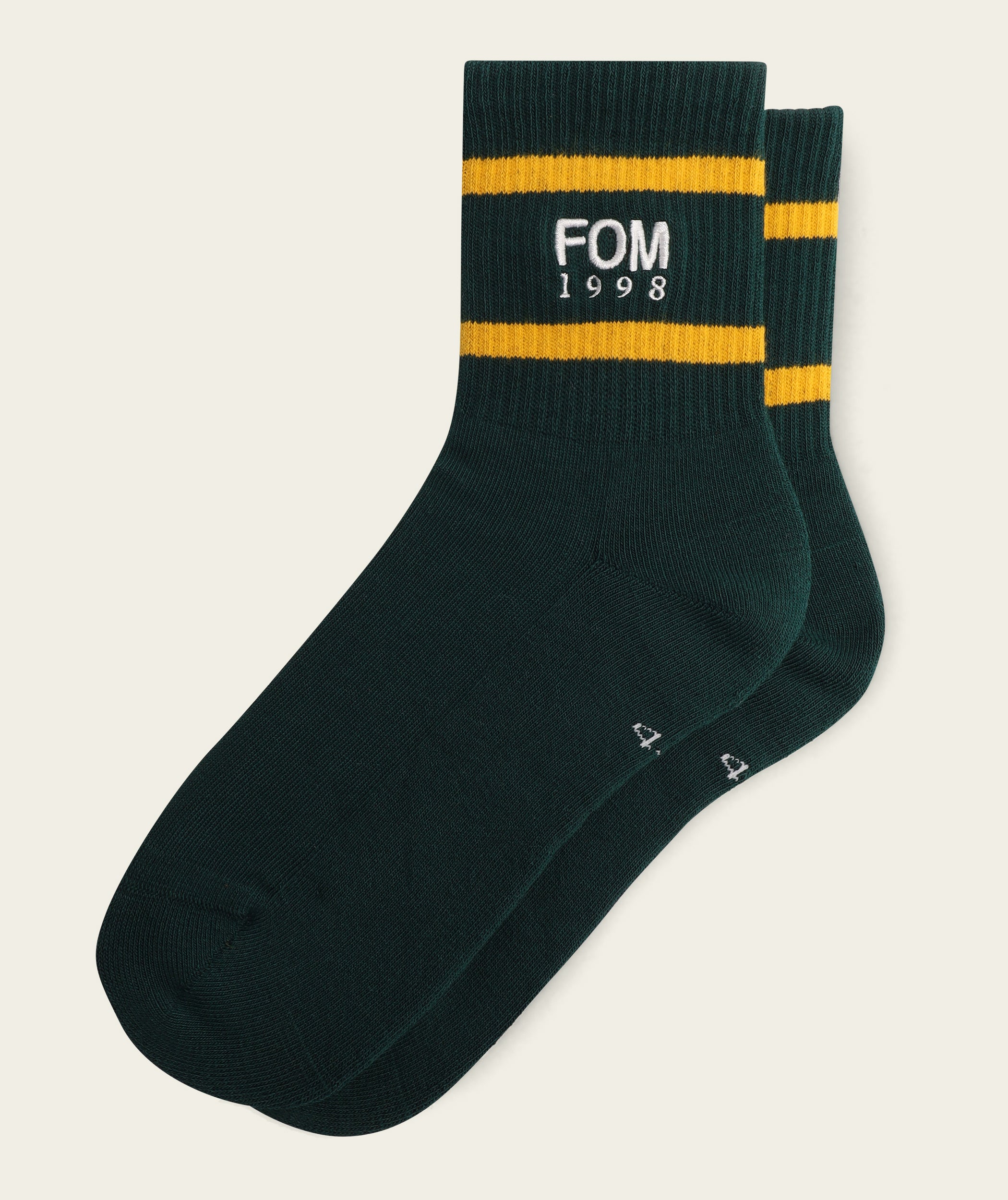 Socks Crew - '98 White/ Green Stripes Embroidery