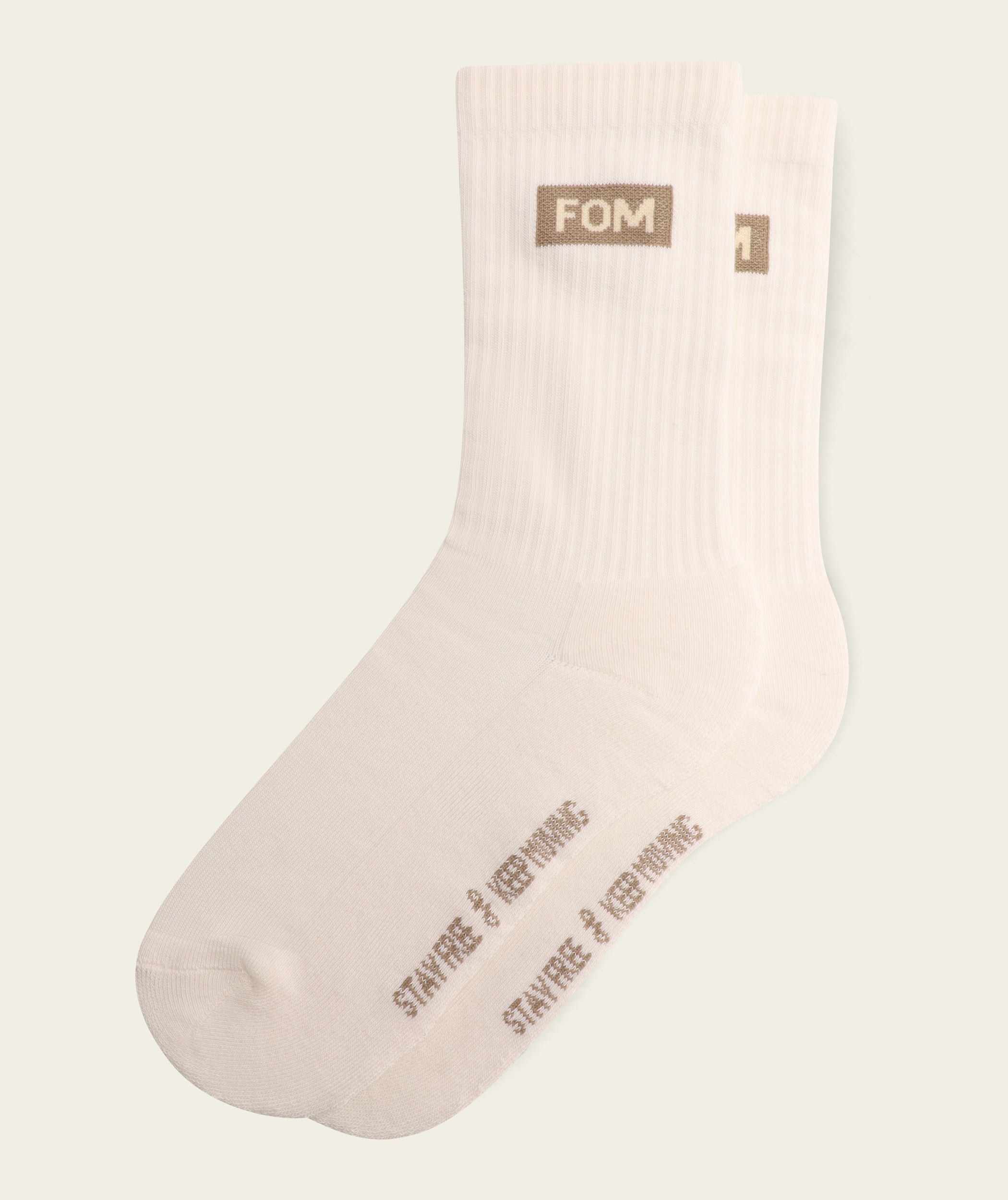 Socks Crew Twin Pack - Stone Oatmeal Melange FOM (Size 4-7)