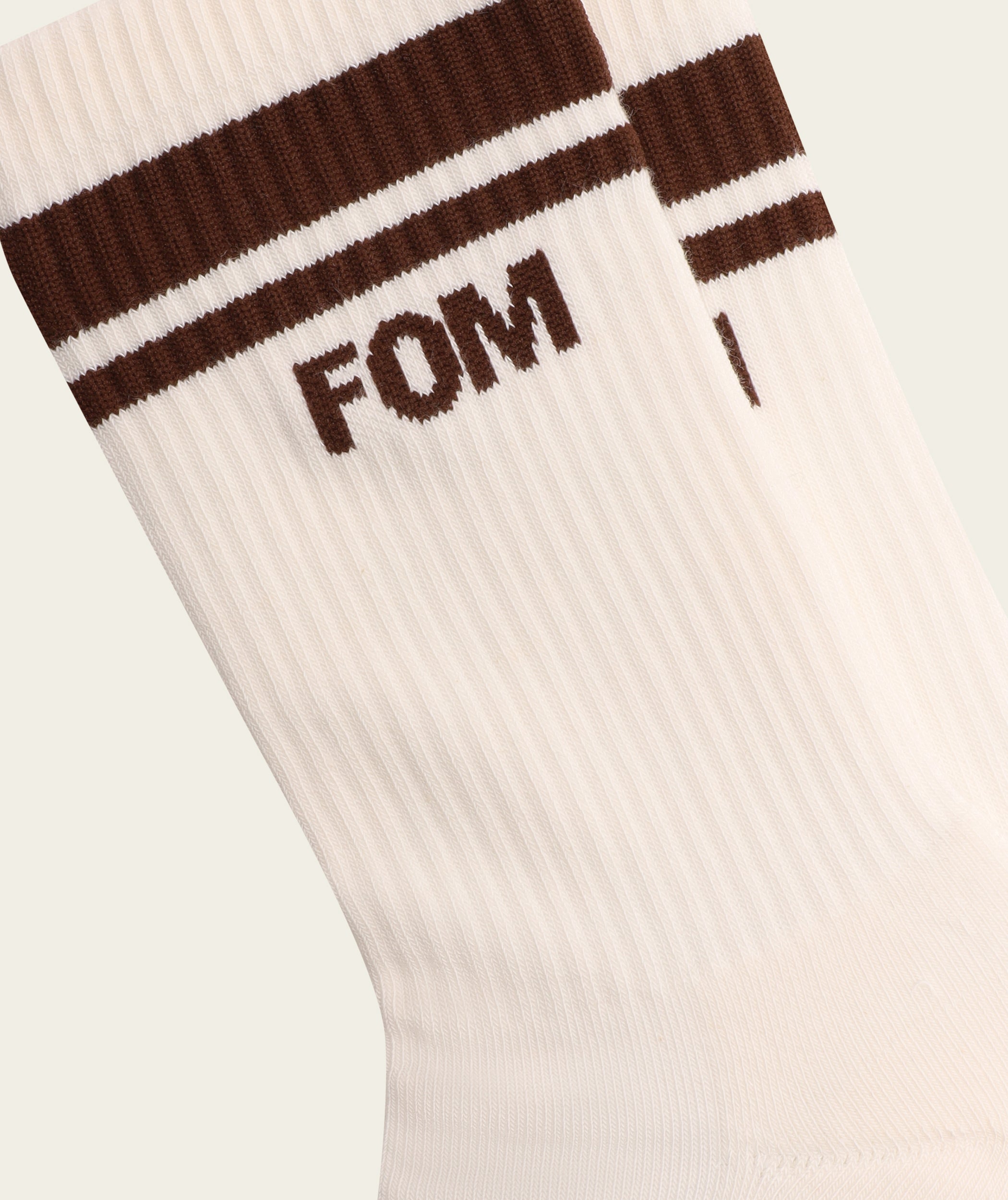Socks Crew Twin Pack - Off-White/ Brown & Grey Stripes (Size 8-12)
