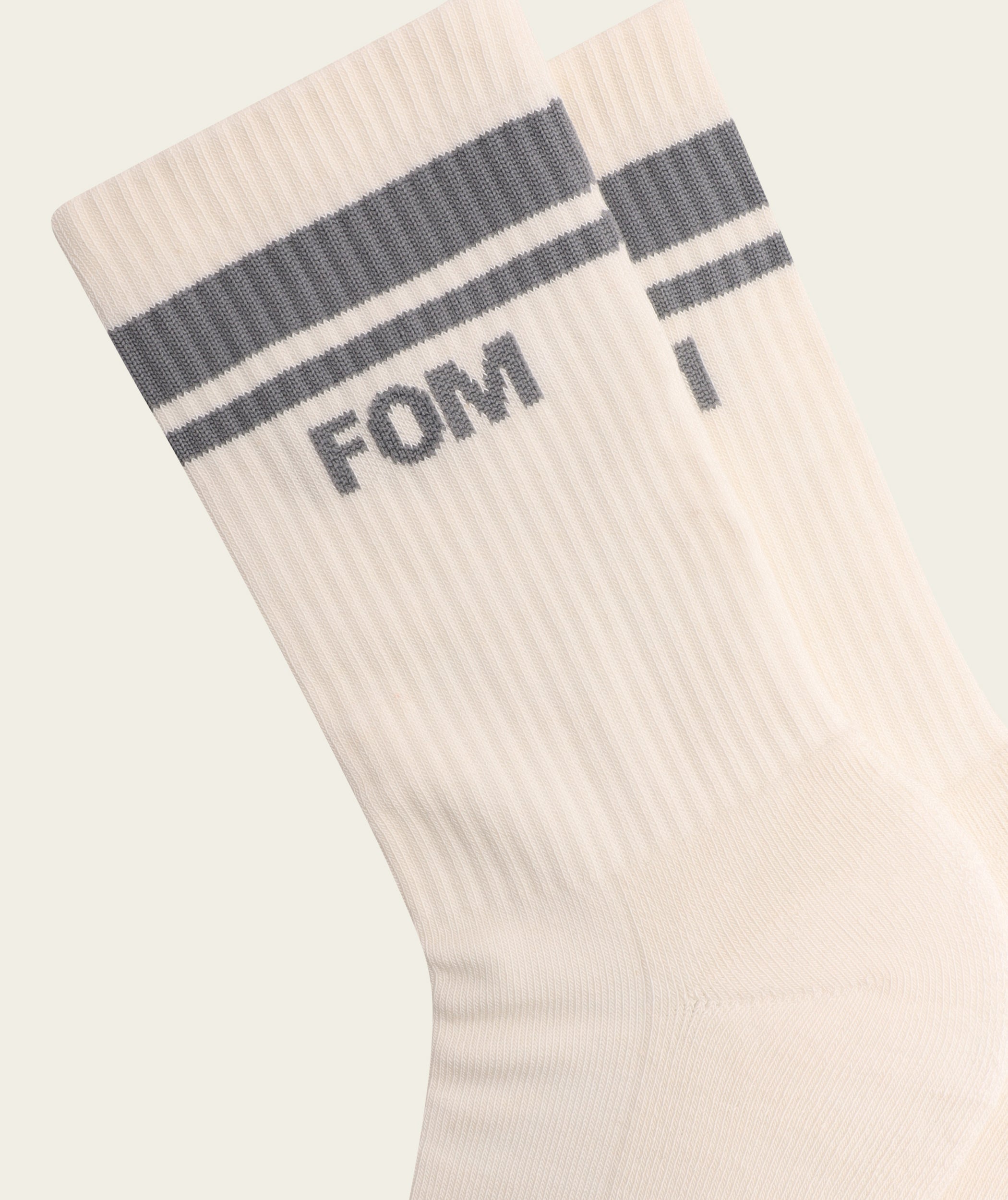 Socks Crew Twin Pack - Off-White/ Brown & Grey Stripes (Size 8-12)