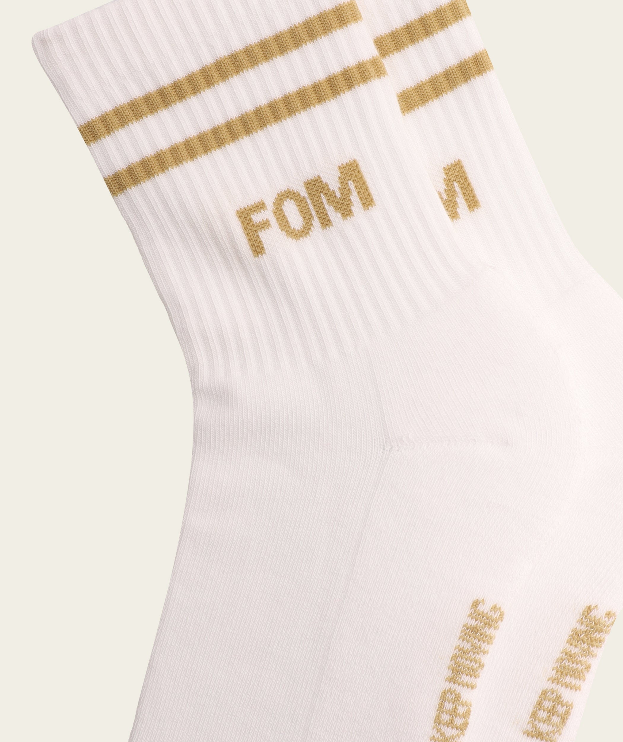 Socks Active - Optic White/ Stone Stripes (Size 4-7)