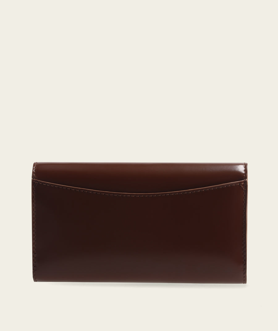 Ladies Clasp Wallet - Patent Brown