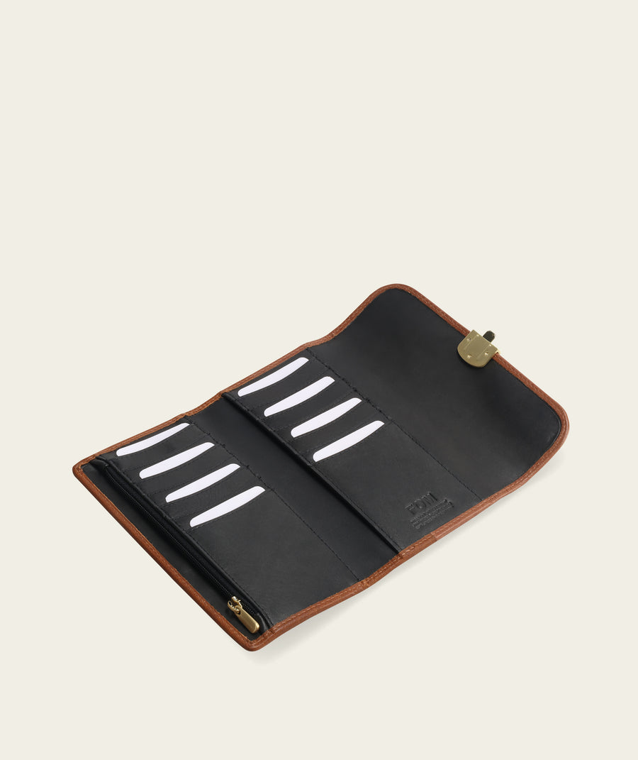 Ladies Clasp Wallet - Suede Green/ Brown