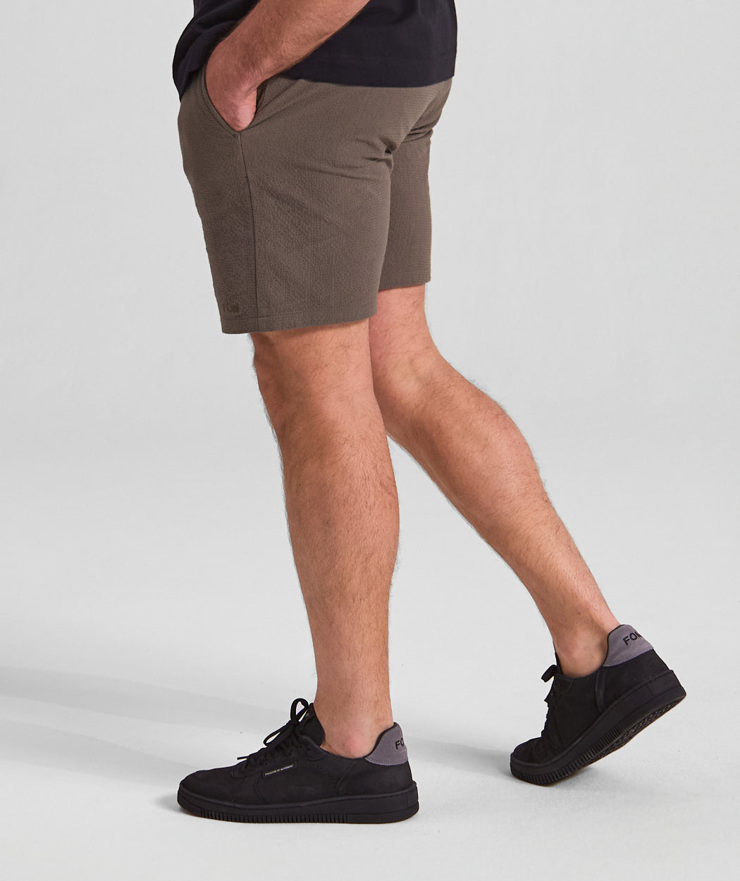Mens Seersucker Drawcord Shorts - Olive