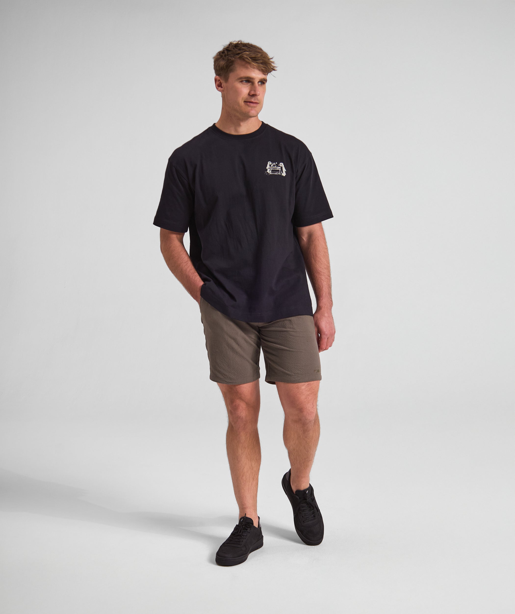 Mens Seersucker Drawcord Shorts - Olive