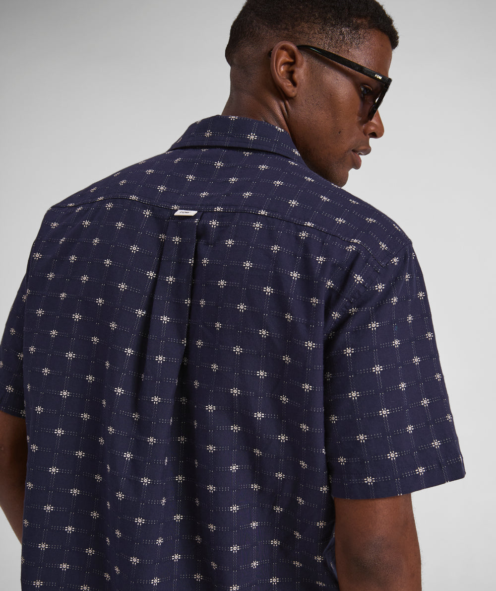 Mens Textured Short Sleeve Shirt - Navy