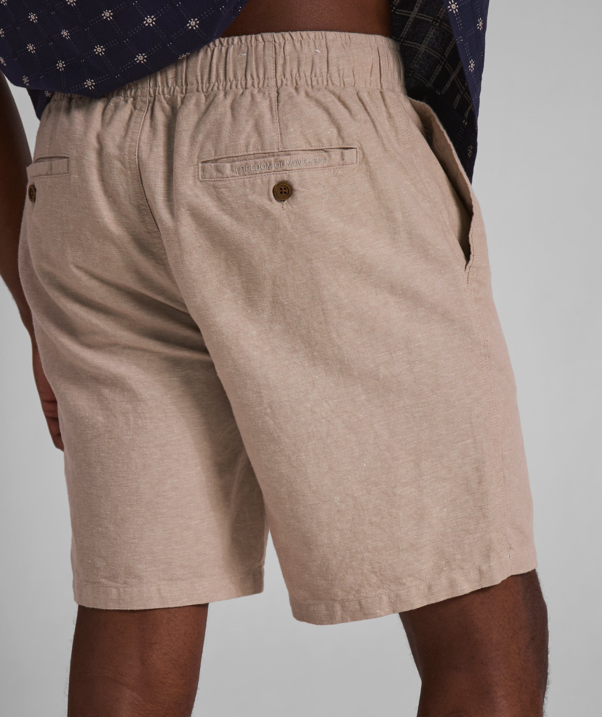 Mens Linen Blend Drawcord Shorts - Ecru