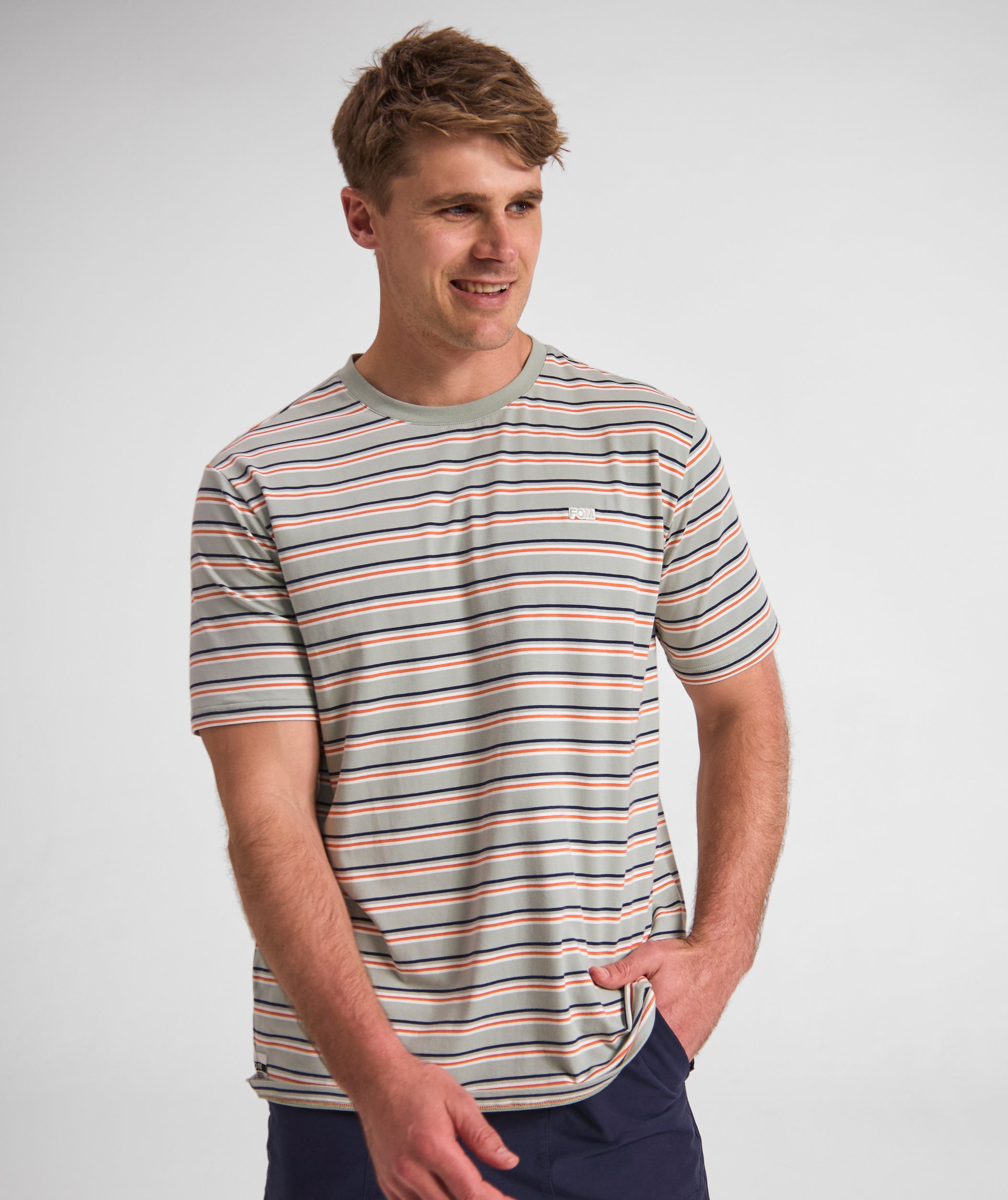Mens Regular Fit Stripe Tee - x Seafoam Multi