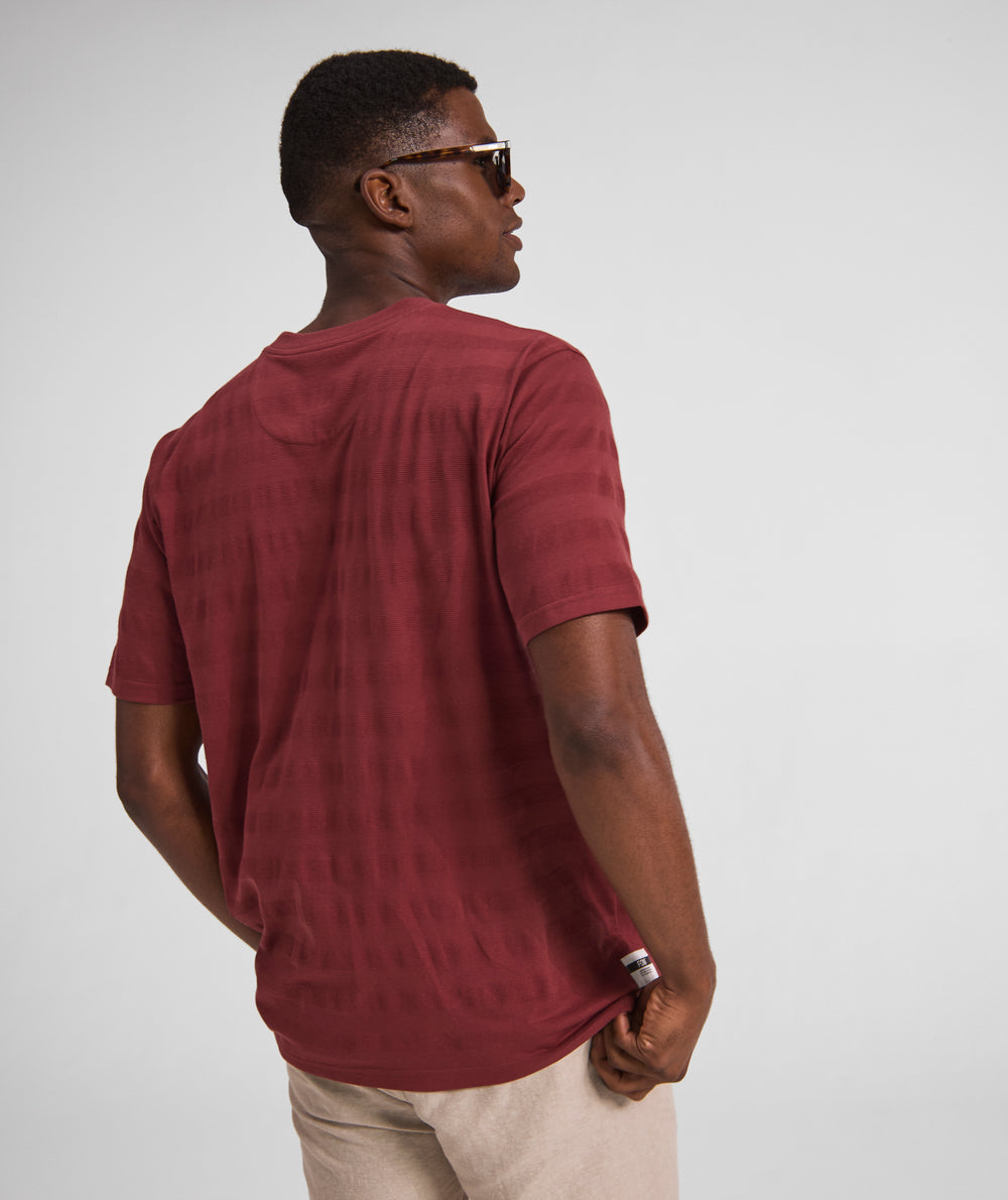 Mens Regular Fit Textured T-Shirt - Burgundy