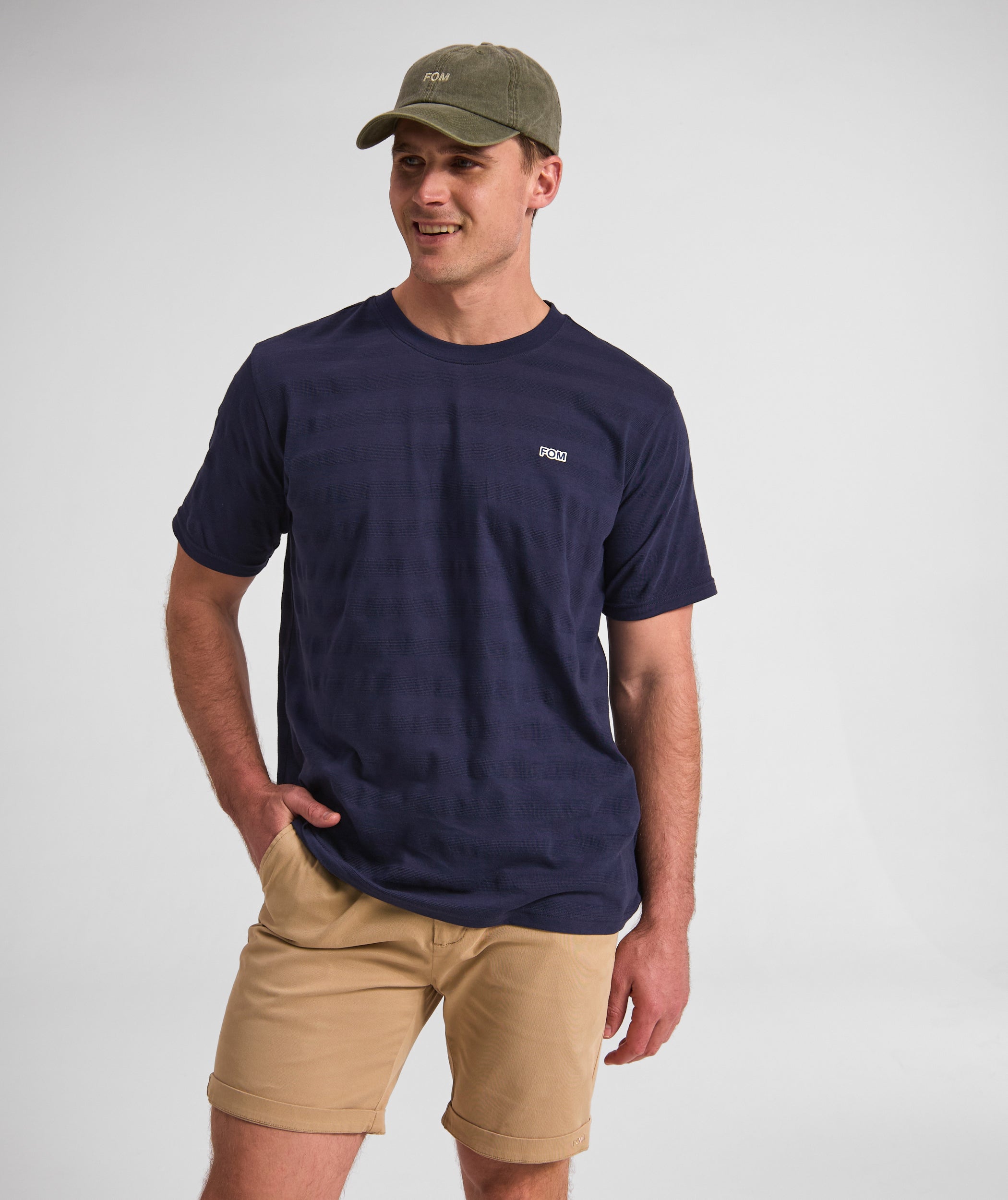 Mens Regular Fit Stripe Tee - Navy