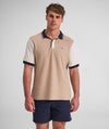 Mens Short Sleeve Honeycomb Golfer - Stone Colour Block