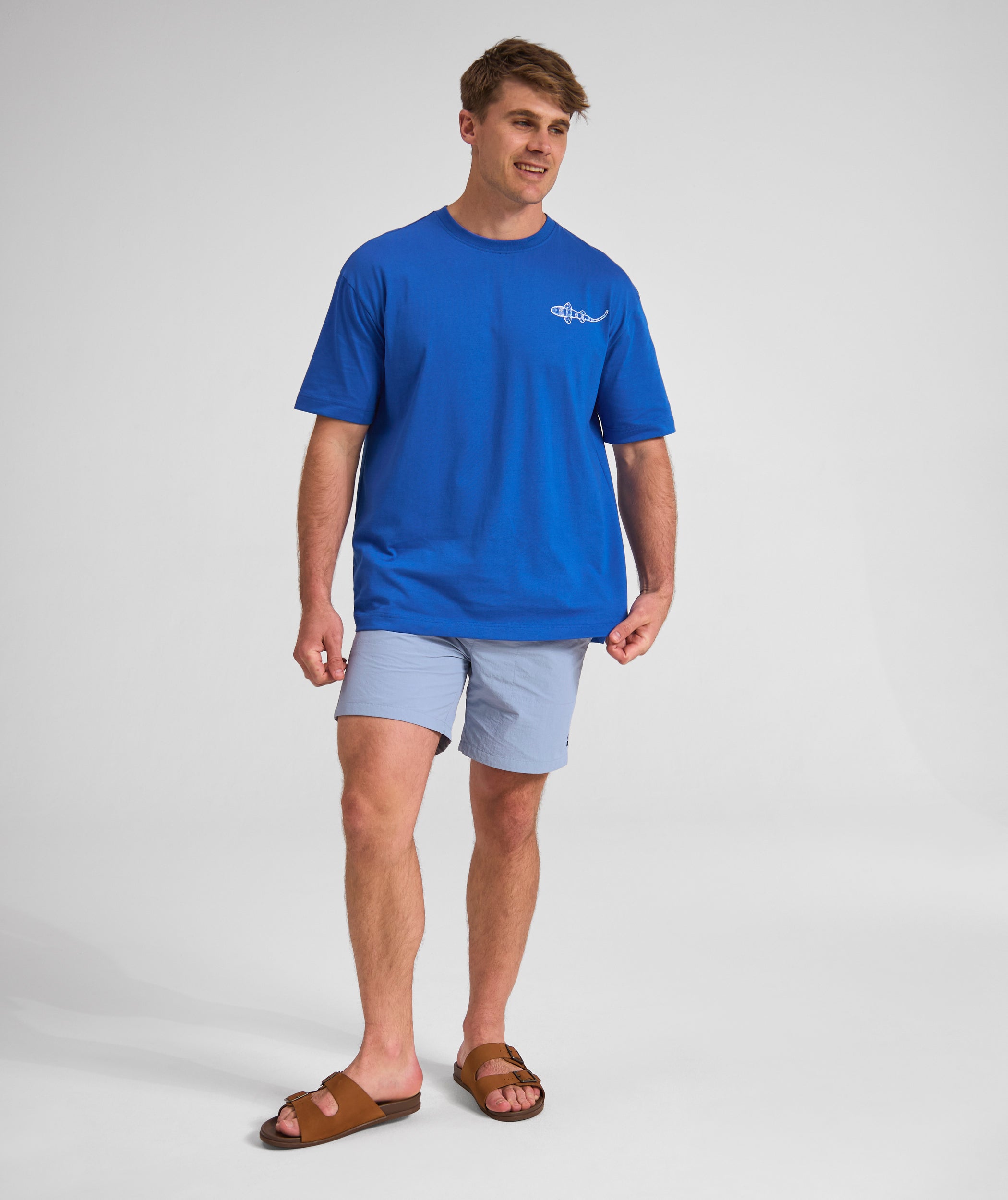 Mens Shy Shark Graphic Tee - Cobalt