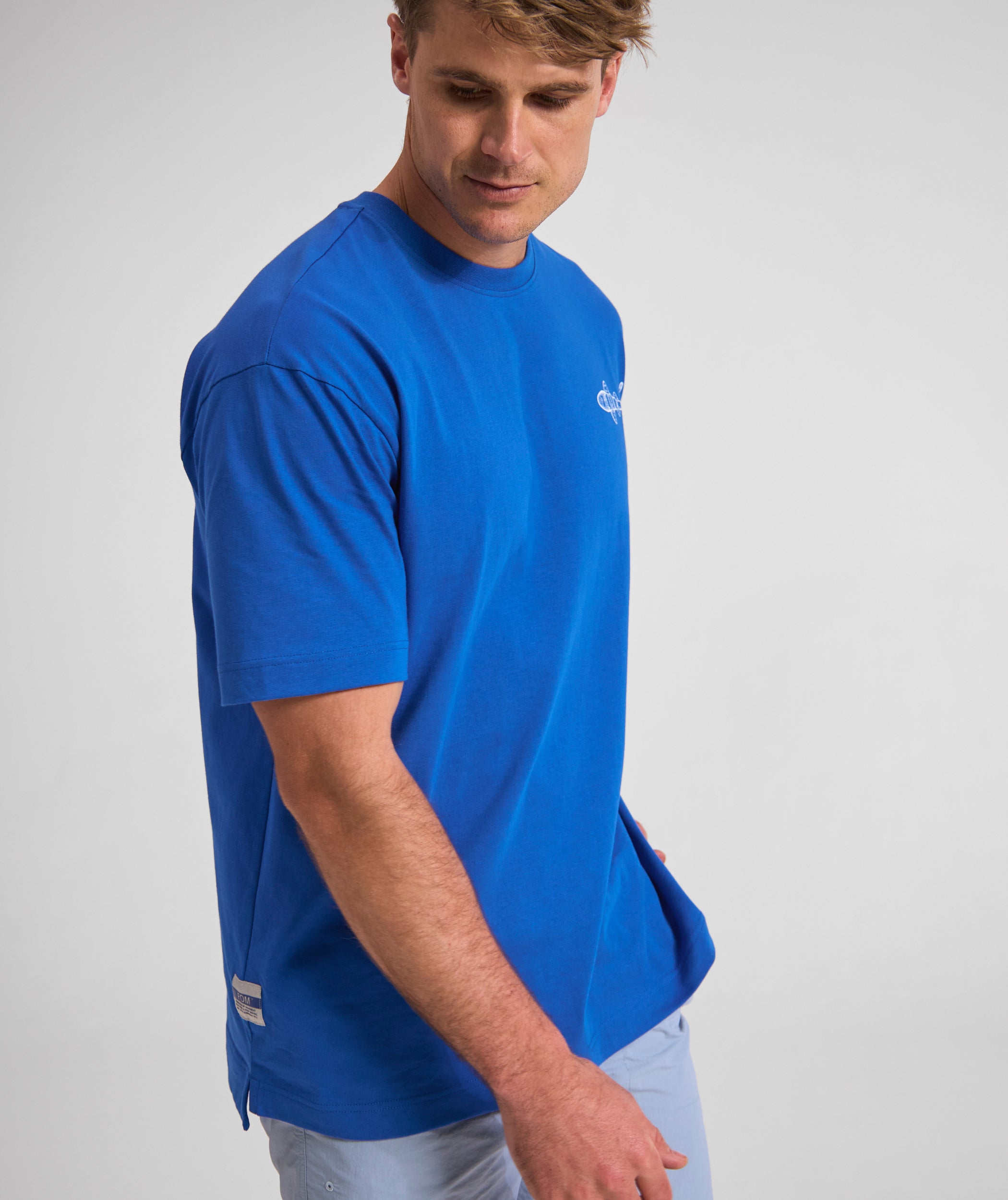 Mens Shy Shark Graphic Tee - Cobalt