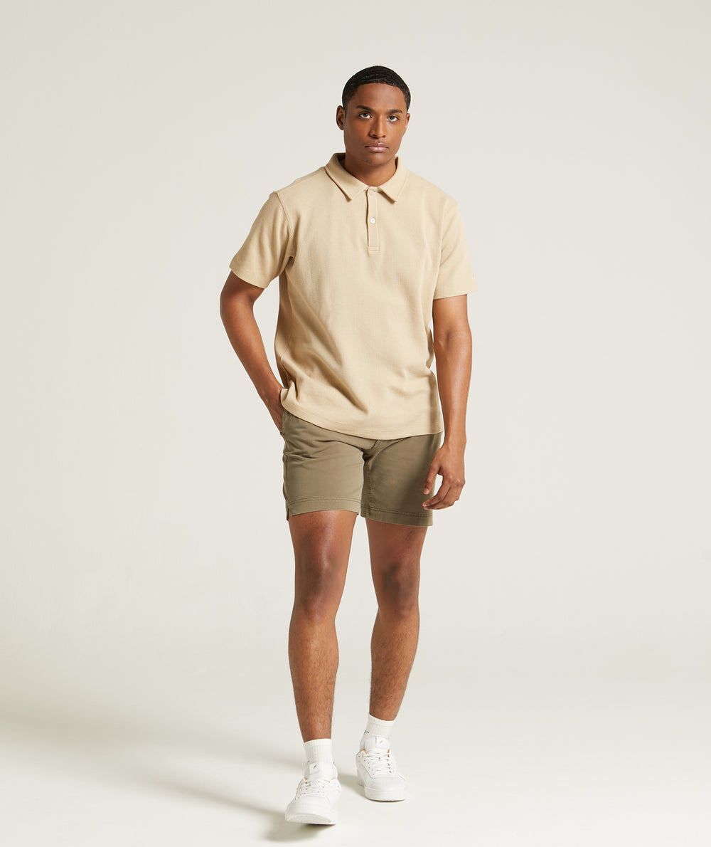 Mens Regular Fit Waffle Golfer - Stone