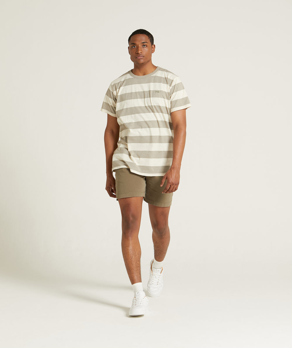 Mens Hemp Blend Slim Fit Tee - Neutral Stripe