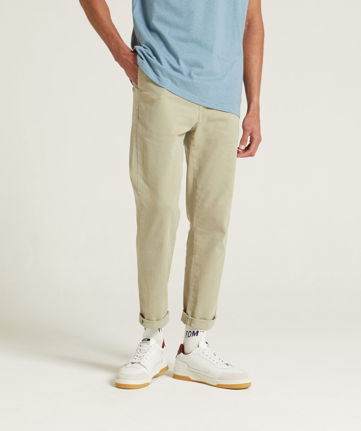 Men Blue Tencel Side Pocket Pants