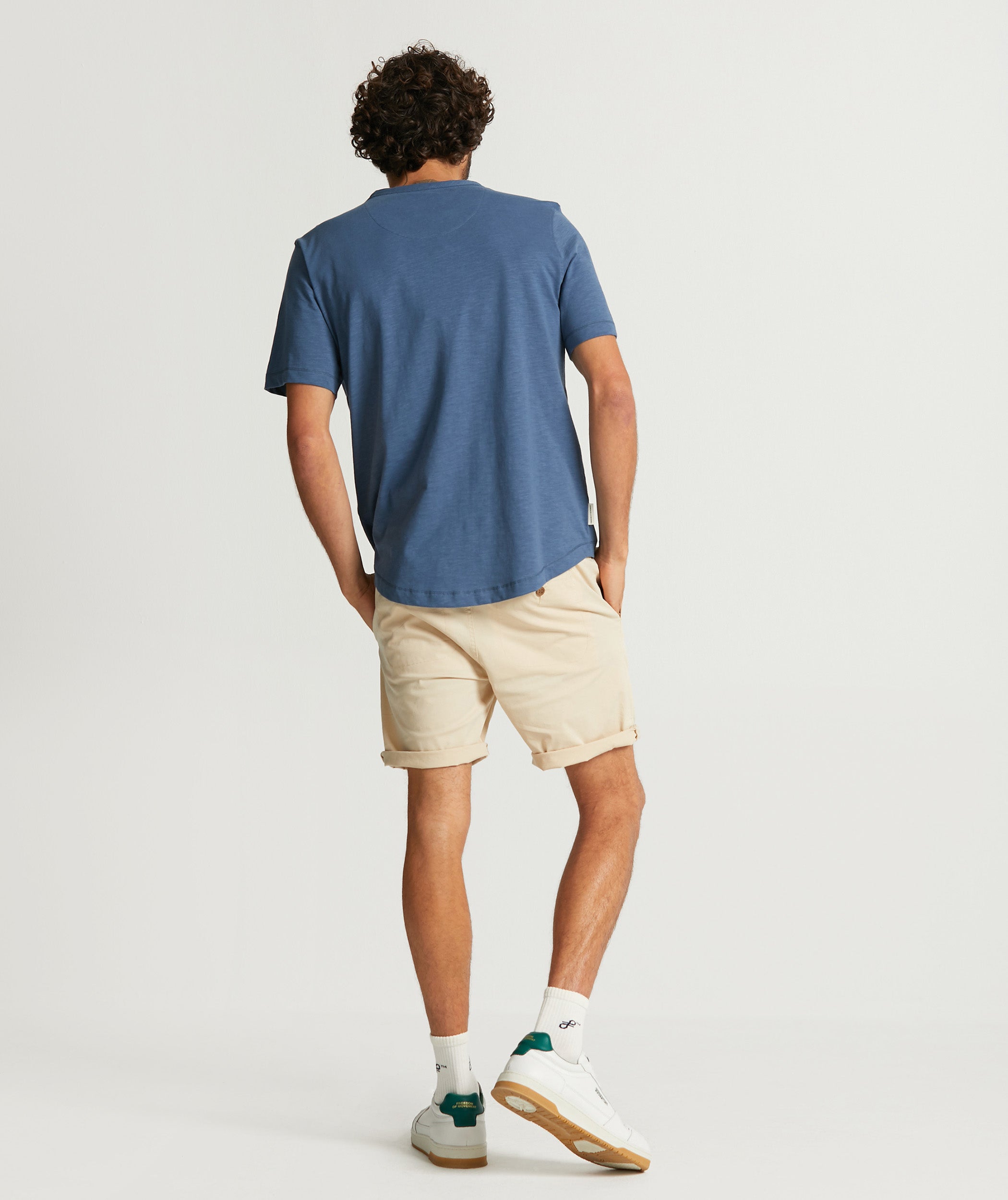 Mens Curved Hem Slub Tee - Blue