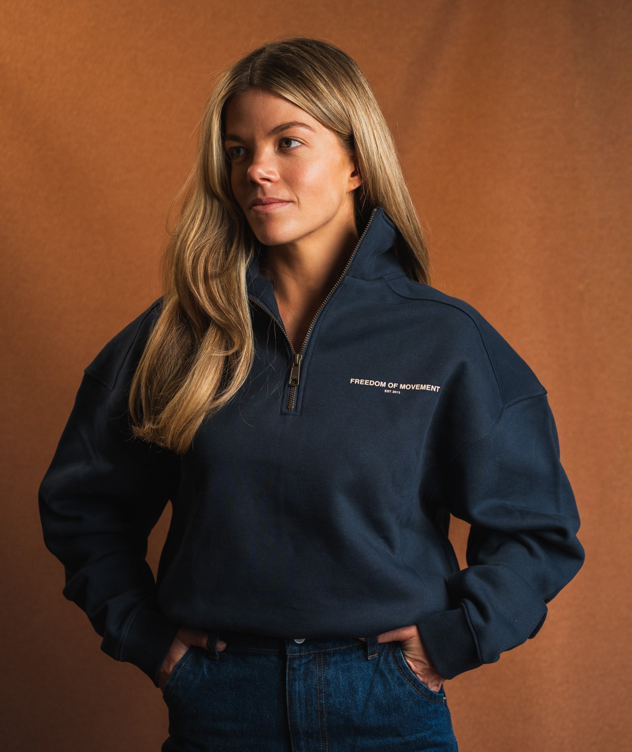 Ladies 1/4 Zip Sweat - Navy