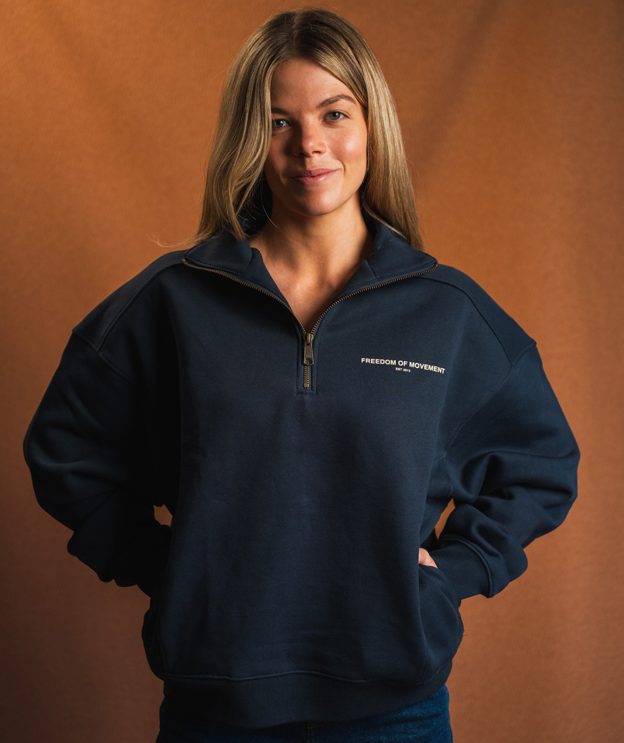 Ladies 1/4 Zip Sweat - Navy