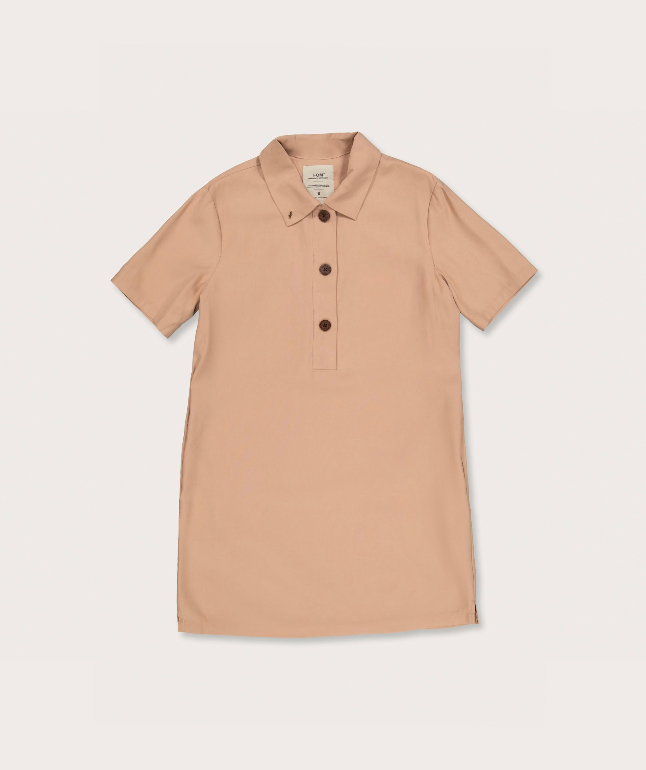 FOM Ladies Button Up Dress Short Sleeve - Dusty Pink