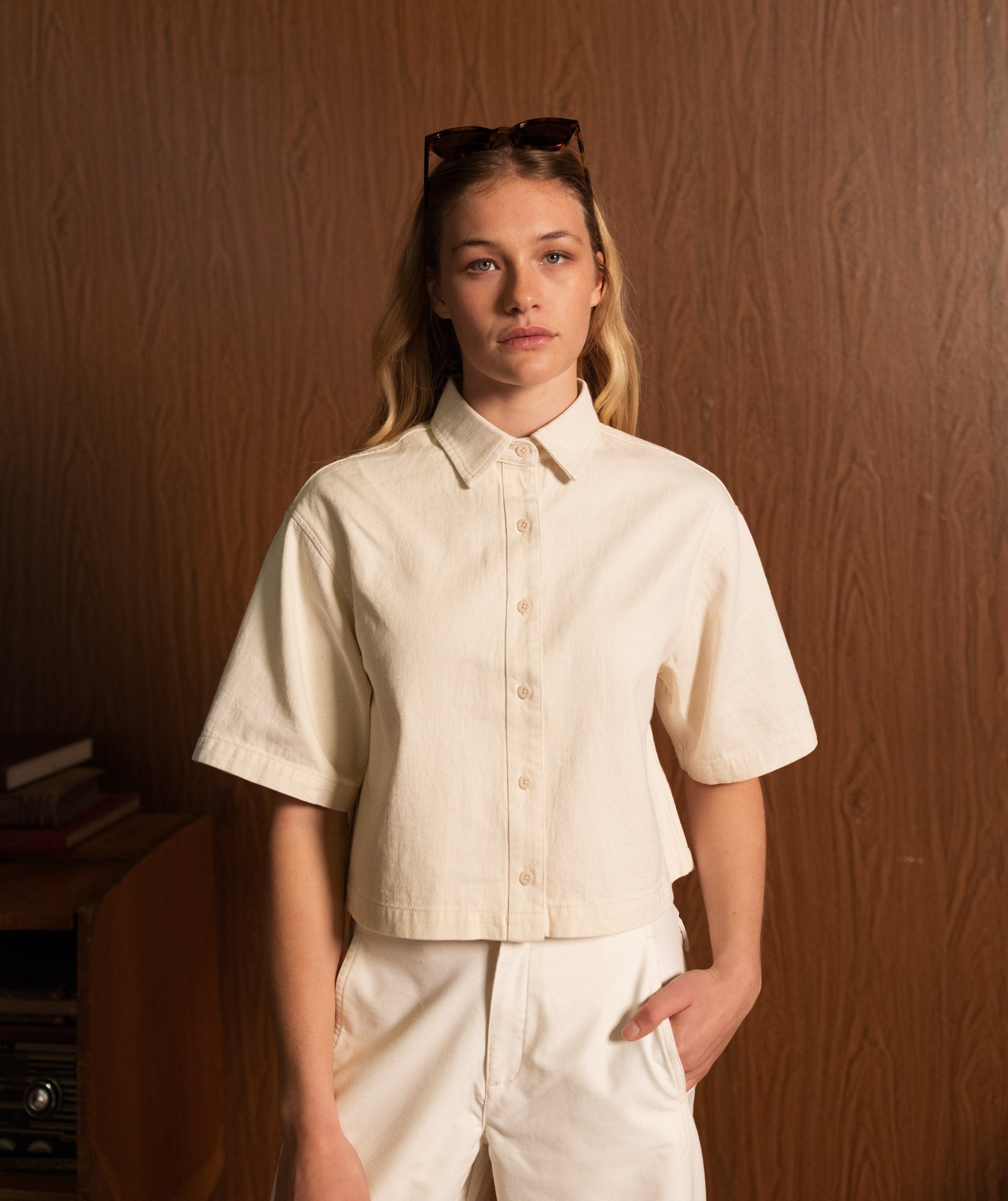 Ladies Short Sleeve Shirt - Oatmeal