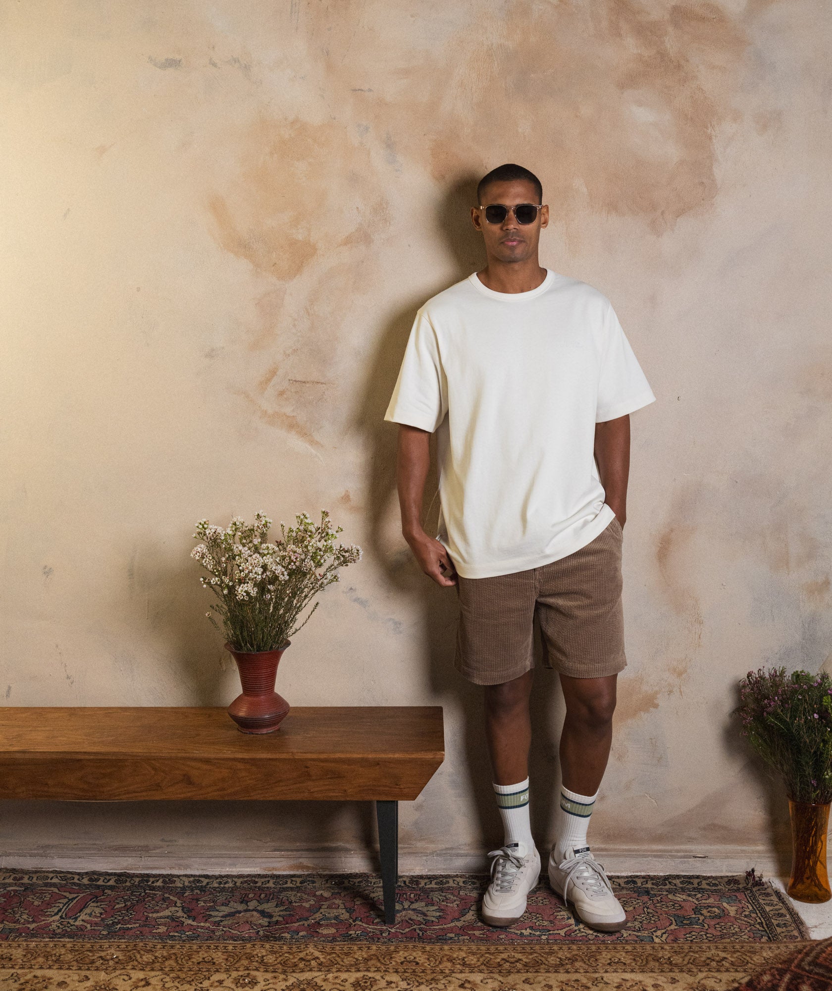 Mens Corduroy Shorts - Tahini