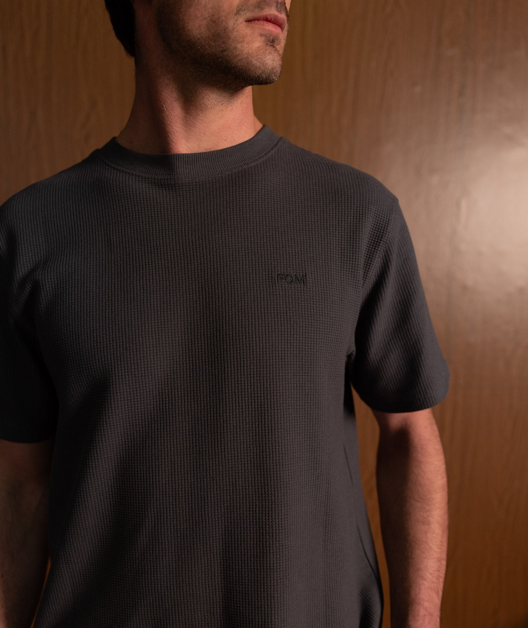 Mens Waffle Tee - Charcoal