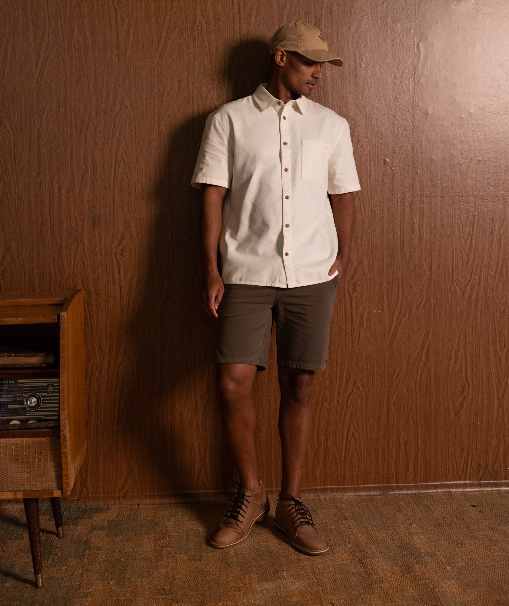 Mens Cotton Twill Chino Shorts - Olive