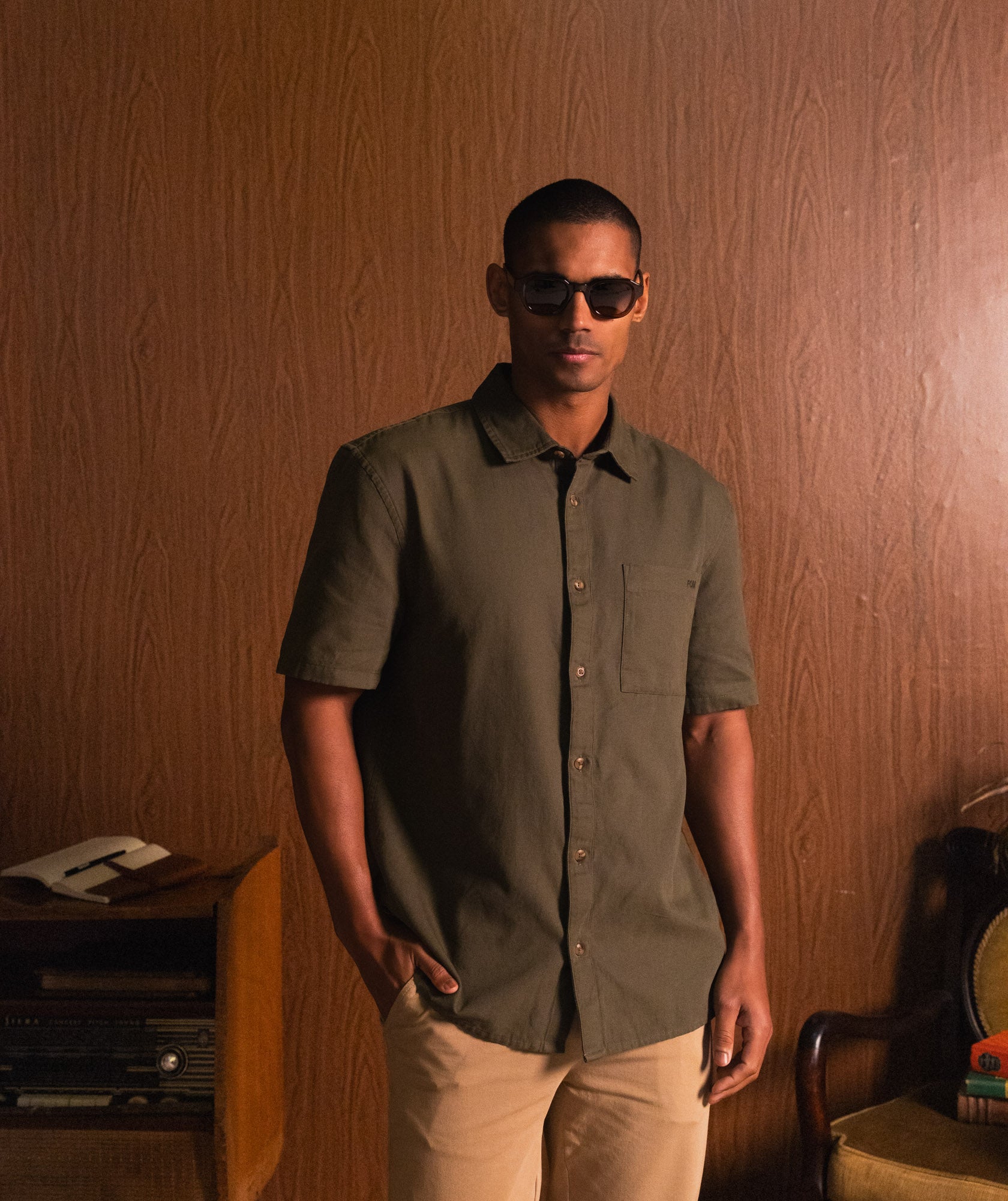 Mens Short Sleeve Pocket Shirt - Ivy Green