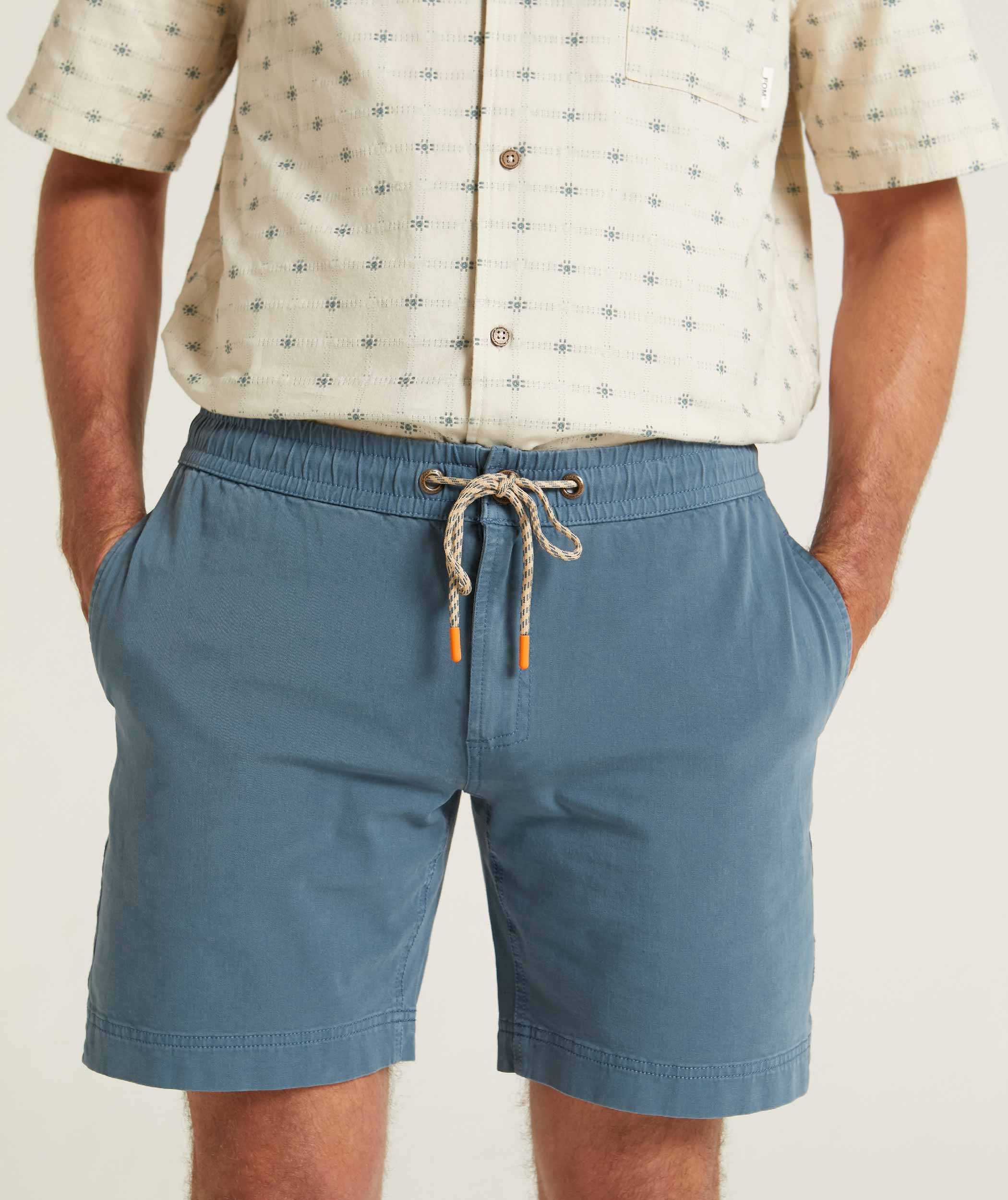 Mens Cotton Drawcord Shorts - Blue Steel