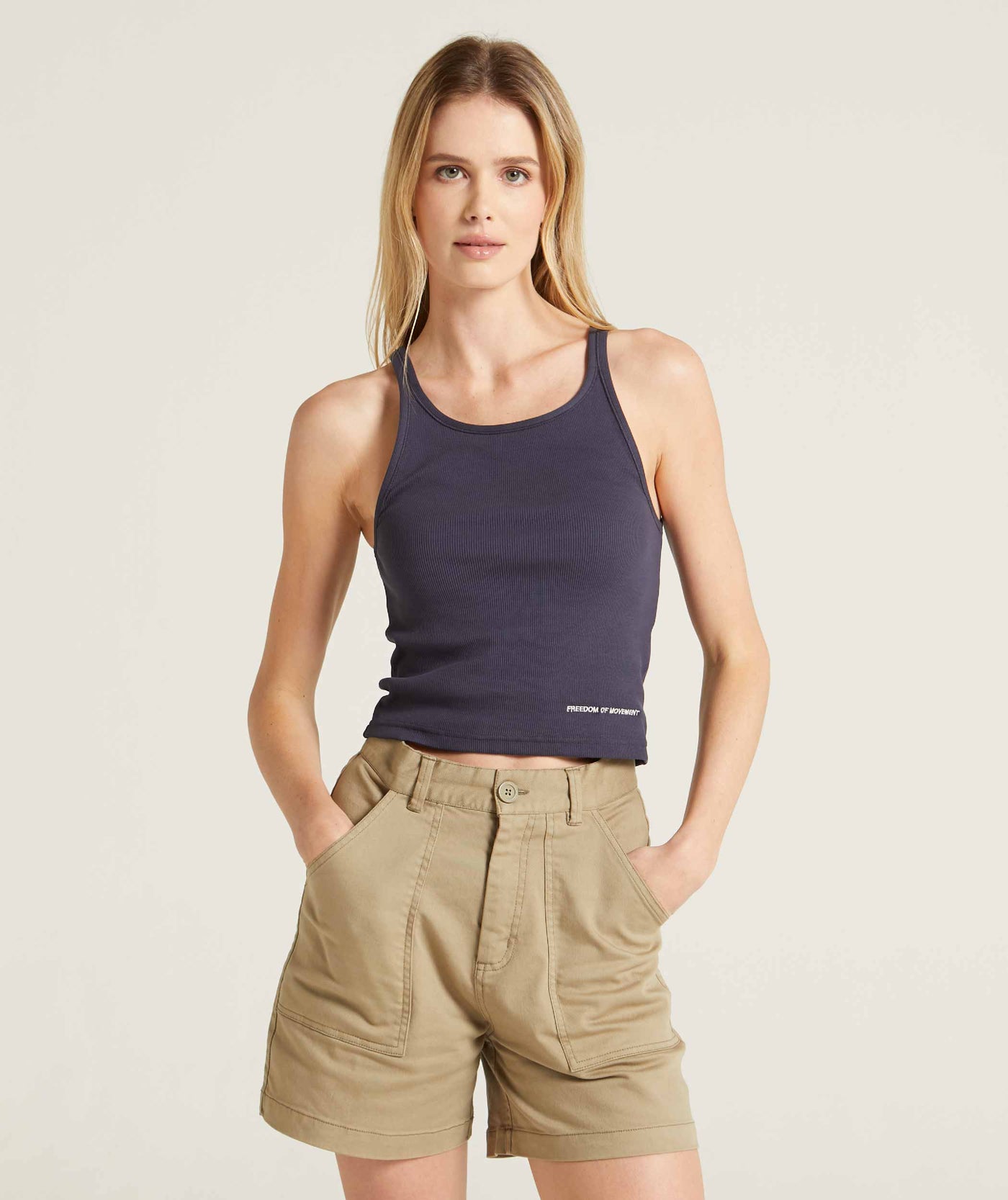 Mineral Dye Rib Tank Top Pe5 Shitake