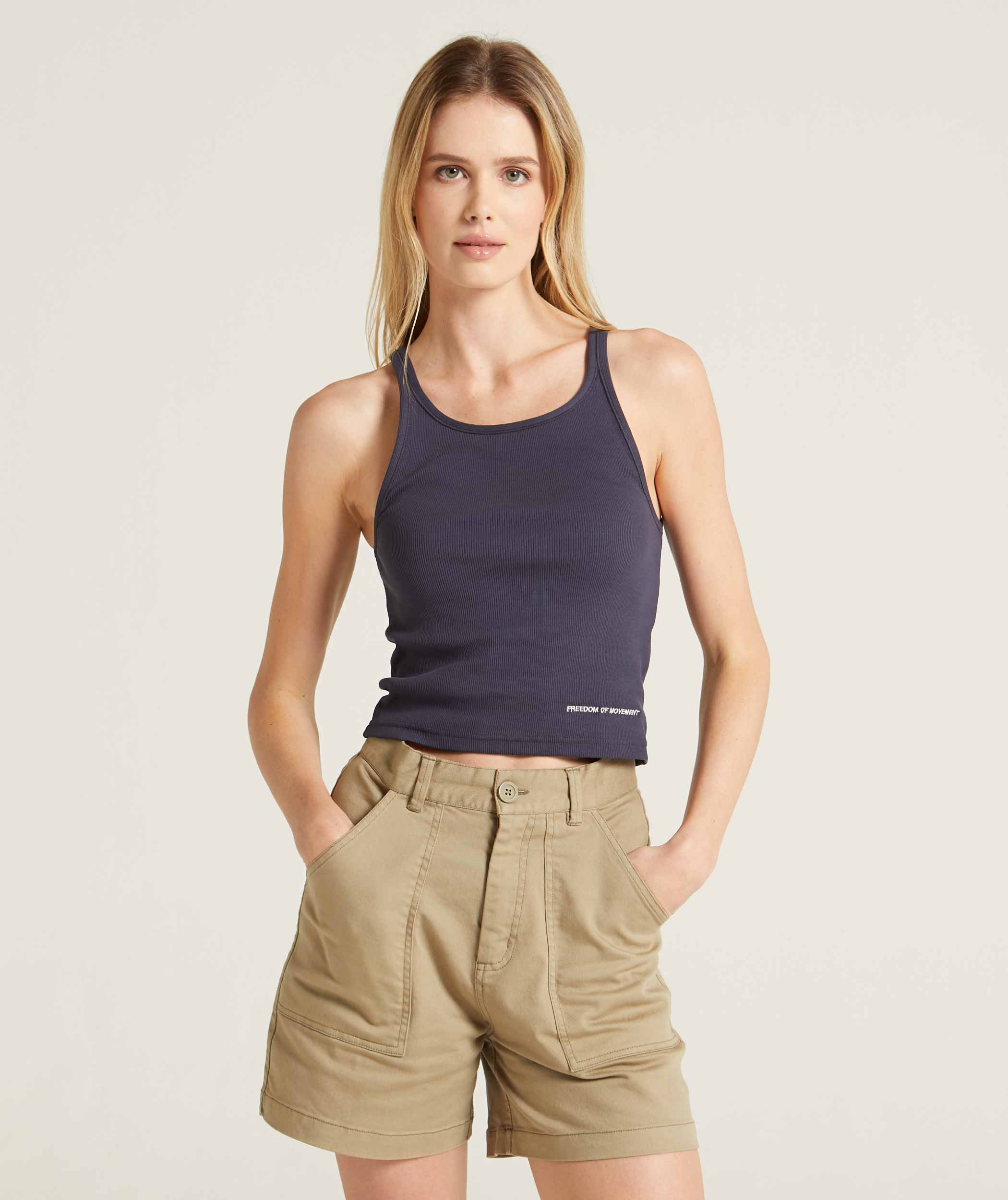 Ladies Fine Rib Tank Top - Navy