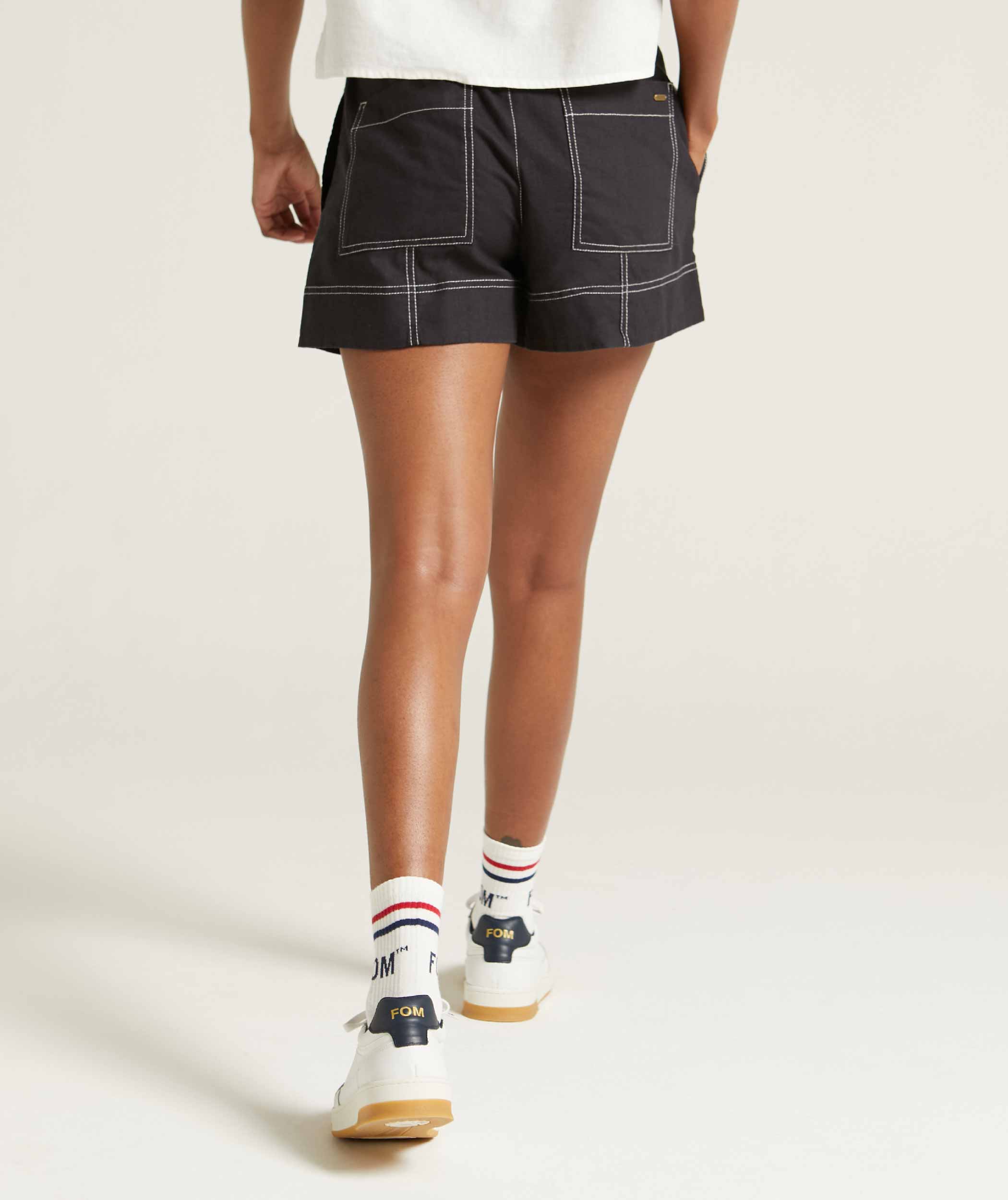 Ladies Linen Blend Drawcord Shorts - Dark Ink