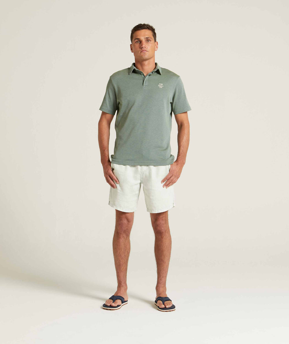 Mens Linen Drawcord Shorts - Seafoam