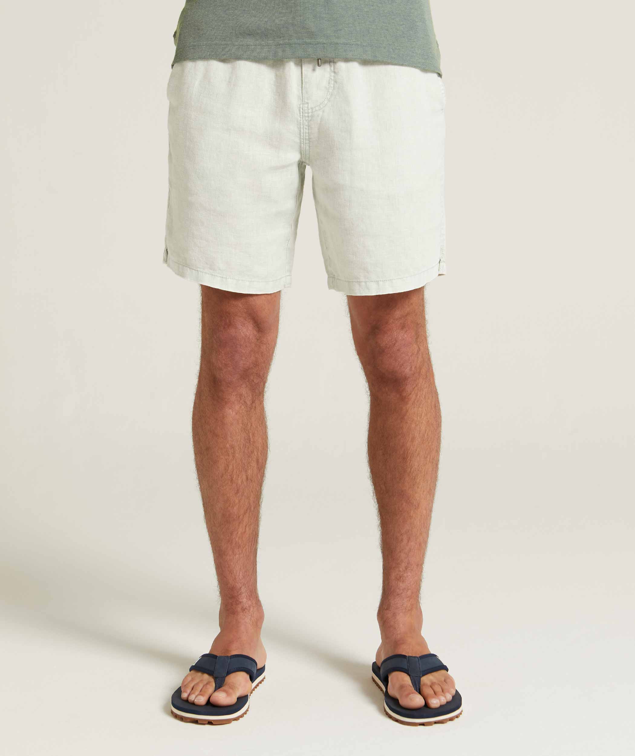Mens Linen Drawcord Shorts - Seafoam